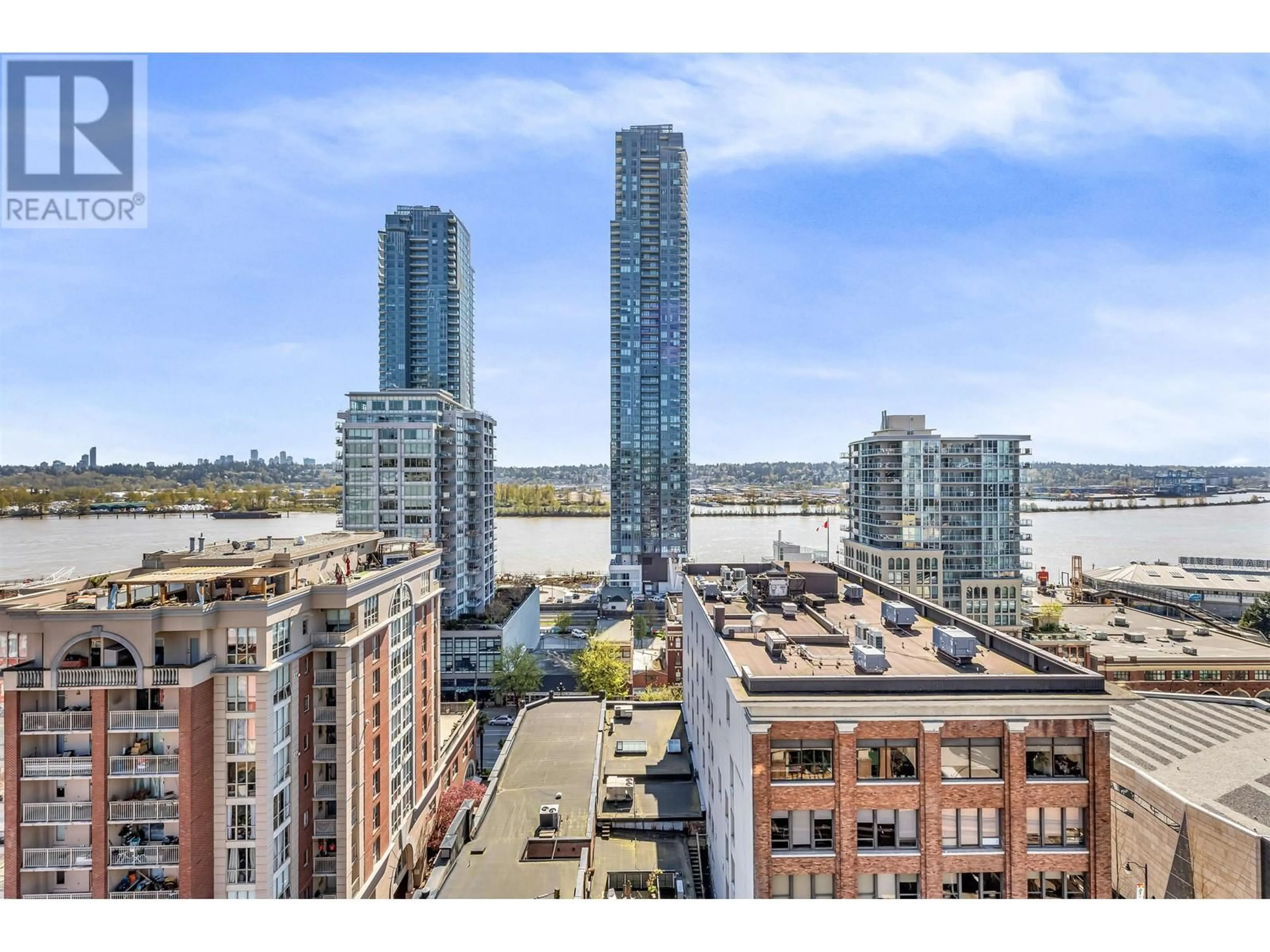 A pic from outside/outdoor area/front of a property/back of a property/a pic from drone, city buildings view from balcony for 1006 - 720 CARNARVON STREET, New Westminster British Columbia V3M6S2