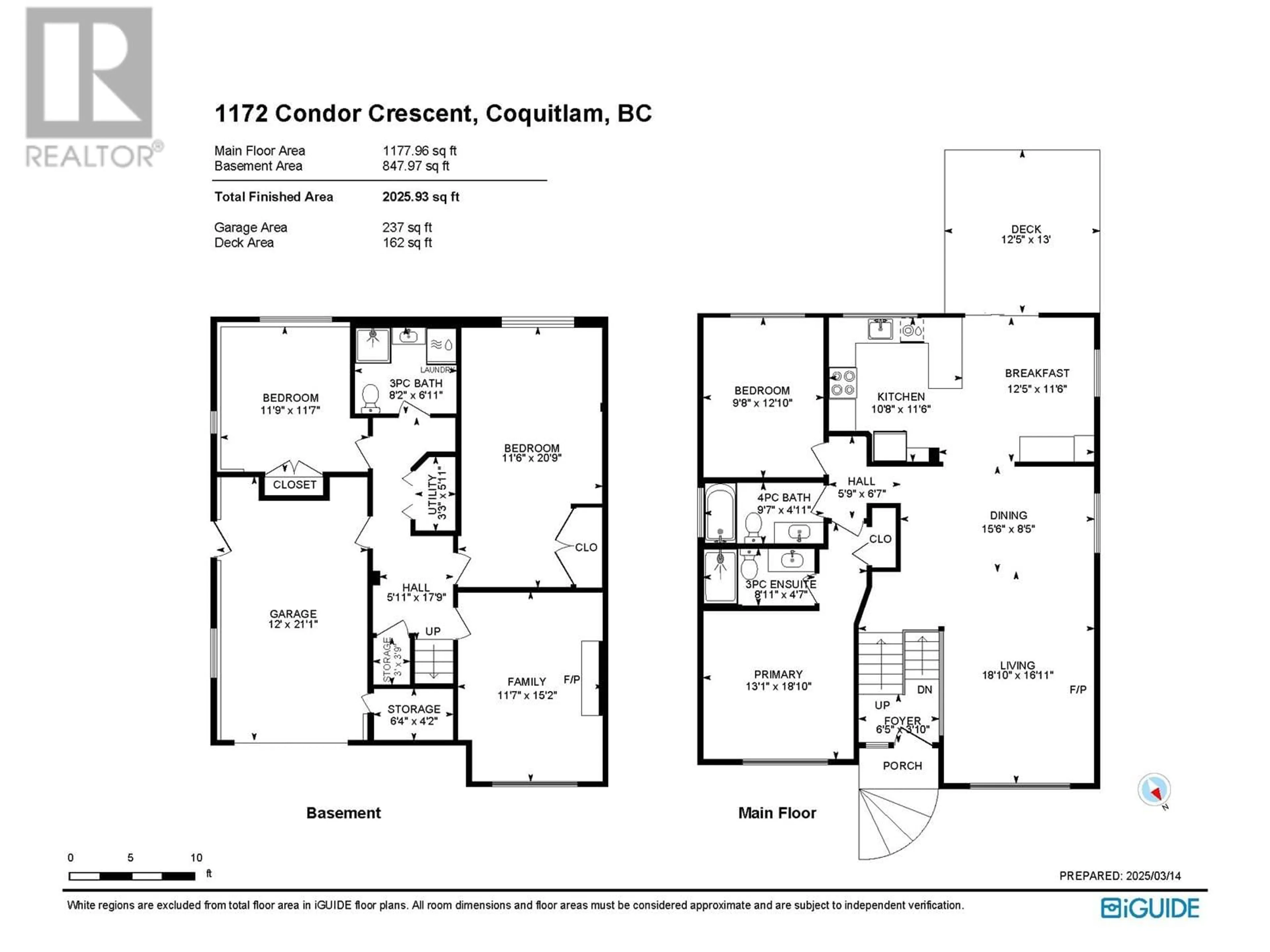 Floor plan for 1172 CONDOR CRESCENT, Coquitlam British Columbia V3E2B3