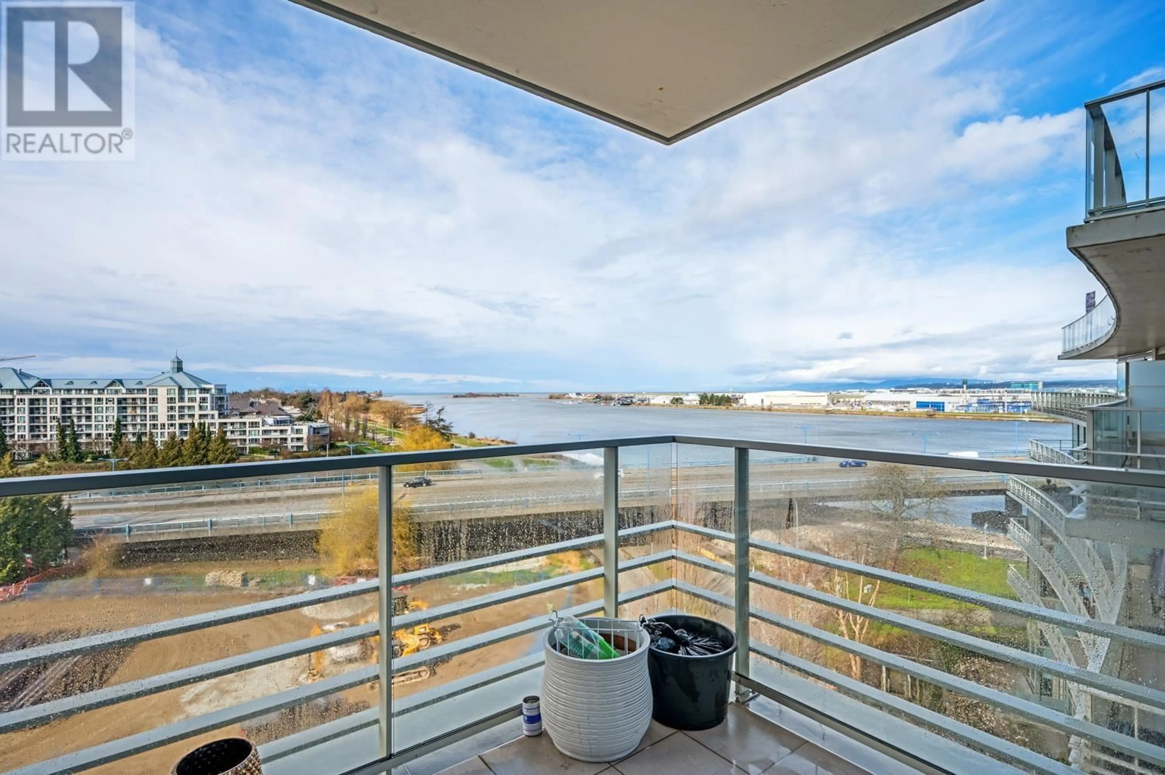 Balcony in the apartment, water/lake/river/ocean view for 701 - 5171 BRIGHOUSE WAY, Richmond British Columbia V7C0A6