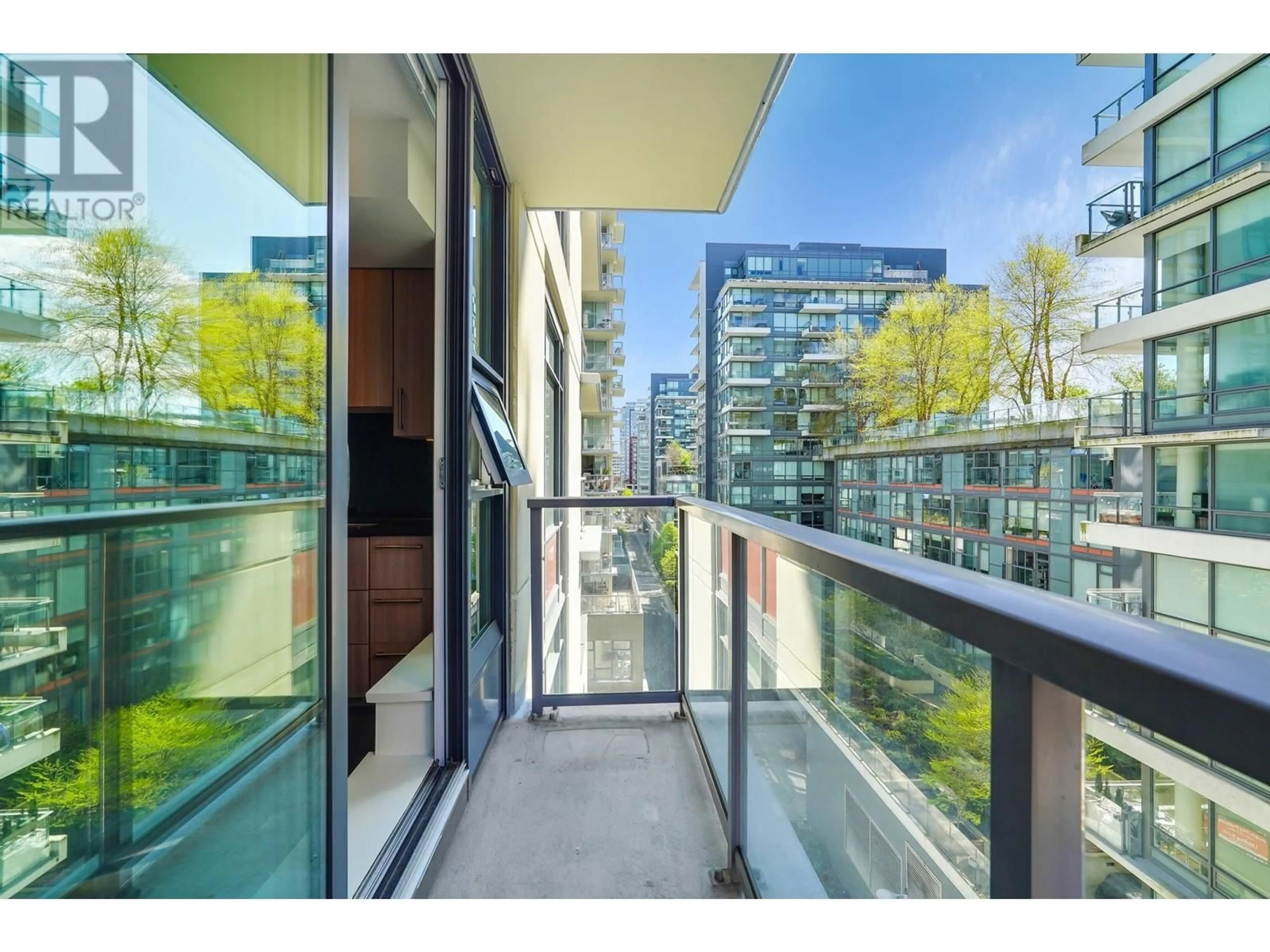 Balcony in the apartment, city buildings view from balcony for 603 - 1708 COLUMBIA STREET, Vancouver British Columbia V5Y0H7