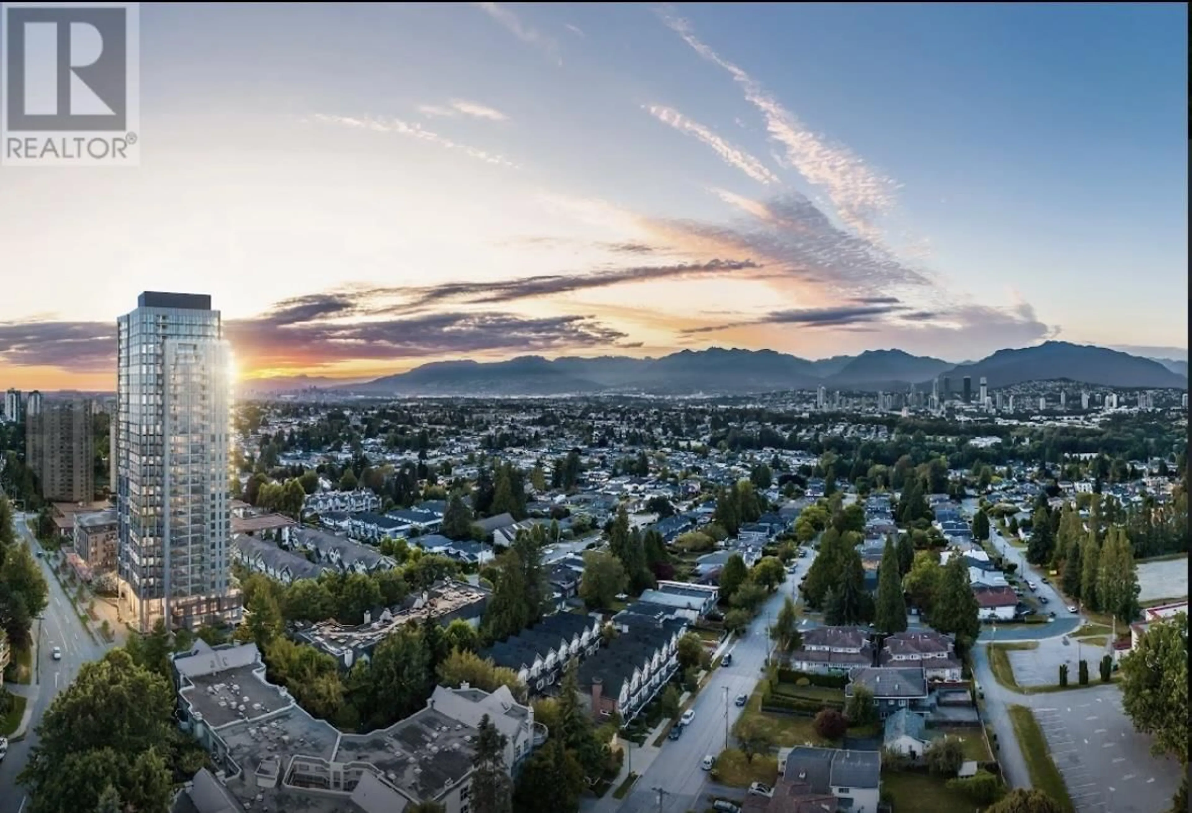 A pic from outside/outdoor area/front of a property/back of a property/a pic from drone, mountain view for 2308 - 5685 HALLEY AVENUE, Burnaby British Columbia V5H2P8