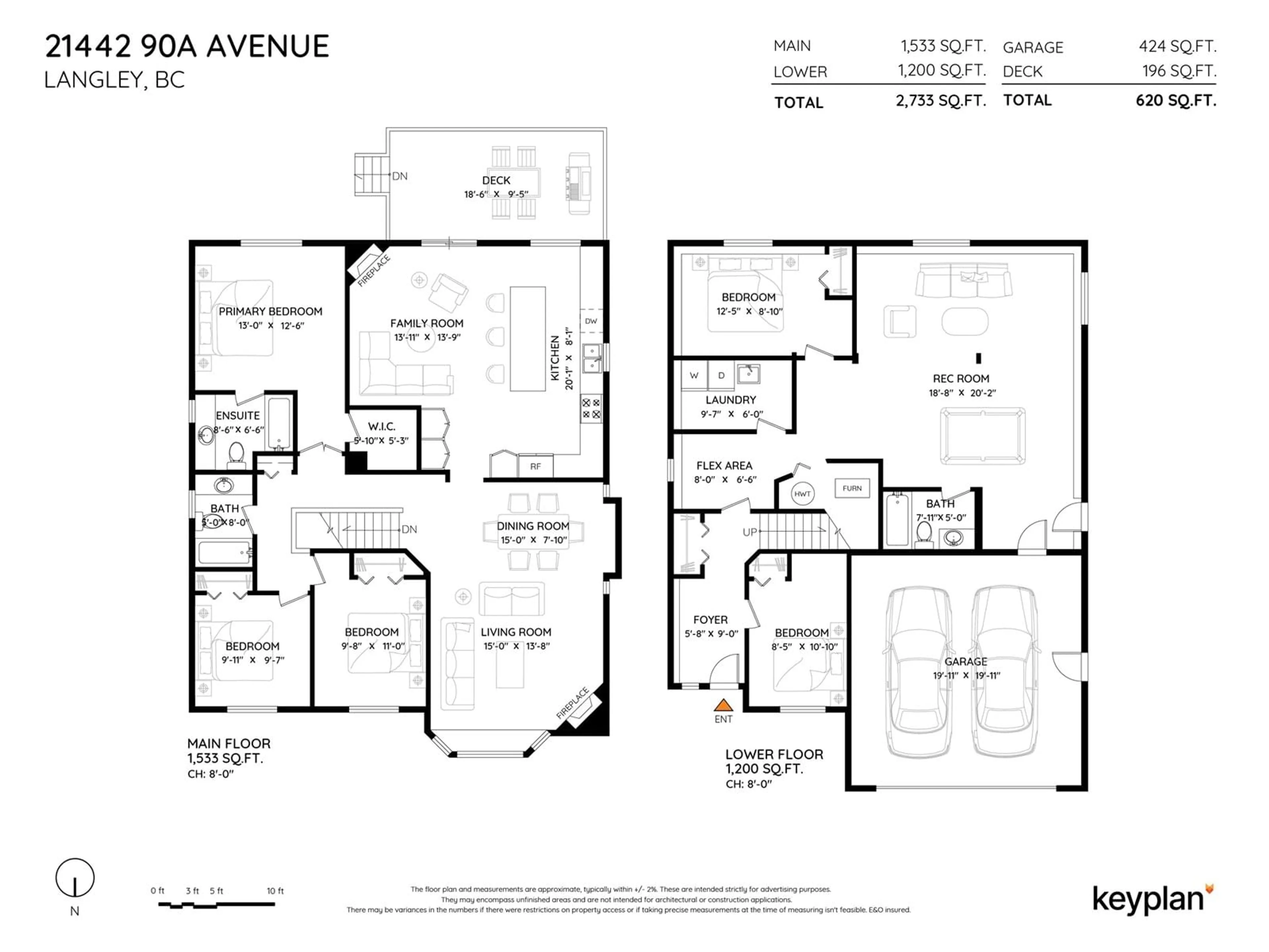 Floor plan for 21442 90A, Langley British Columbia V1M2N1