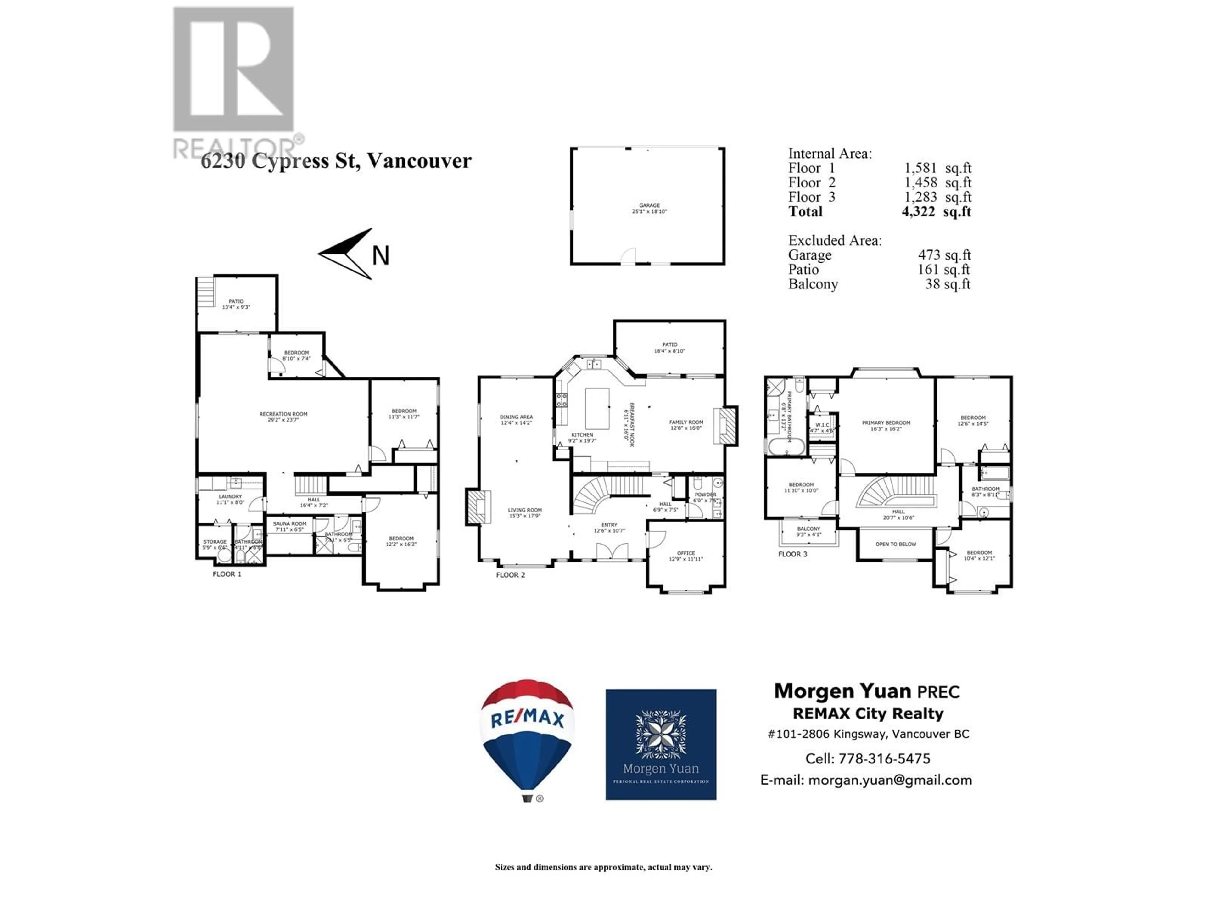 Floor plan for 6230 CYPRESS STREET, Vancouver British Columbia V6M3S2