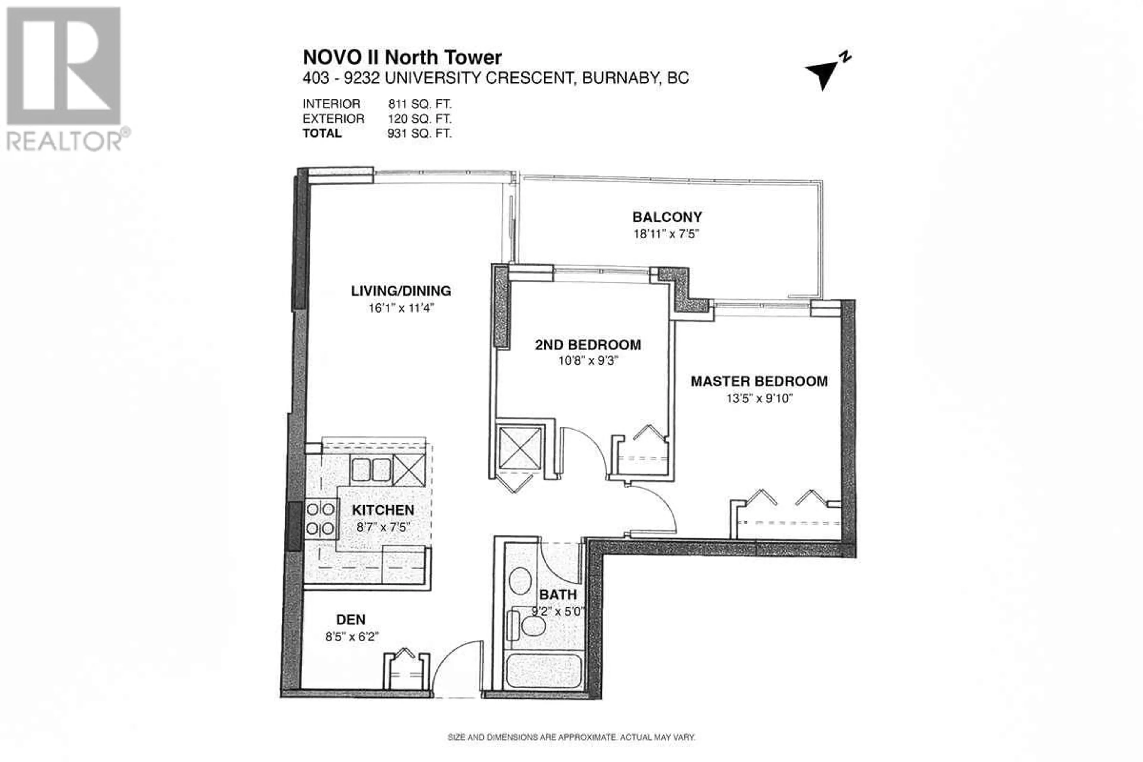 Floor plan for 403 - 9232 UNIVERSITY CRESCENT, Burnaby British Columbia V5A0A3