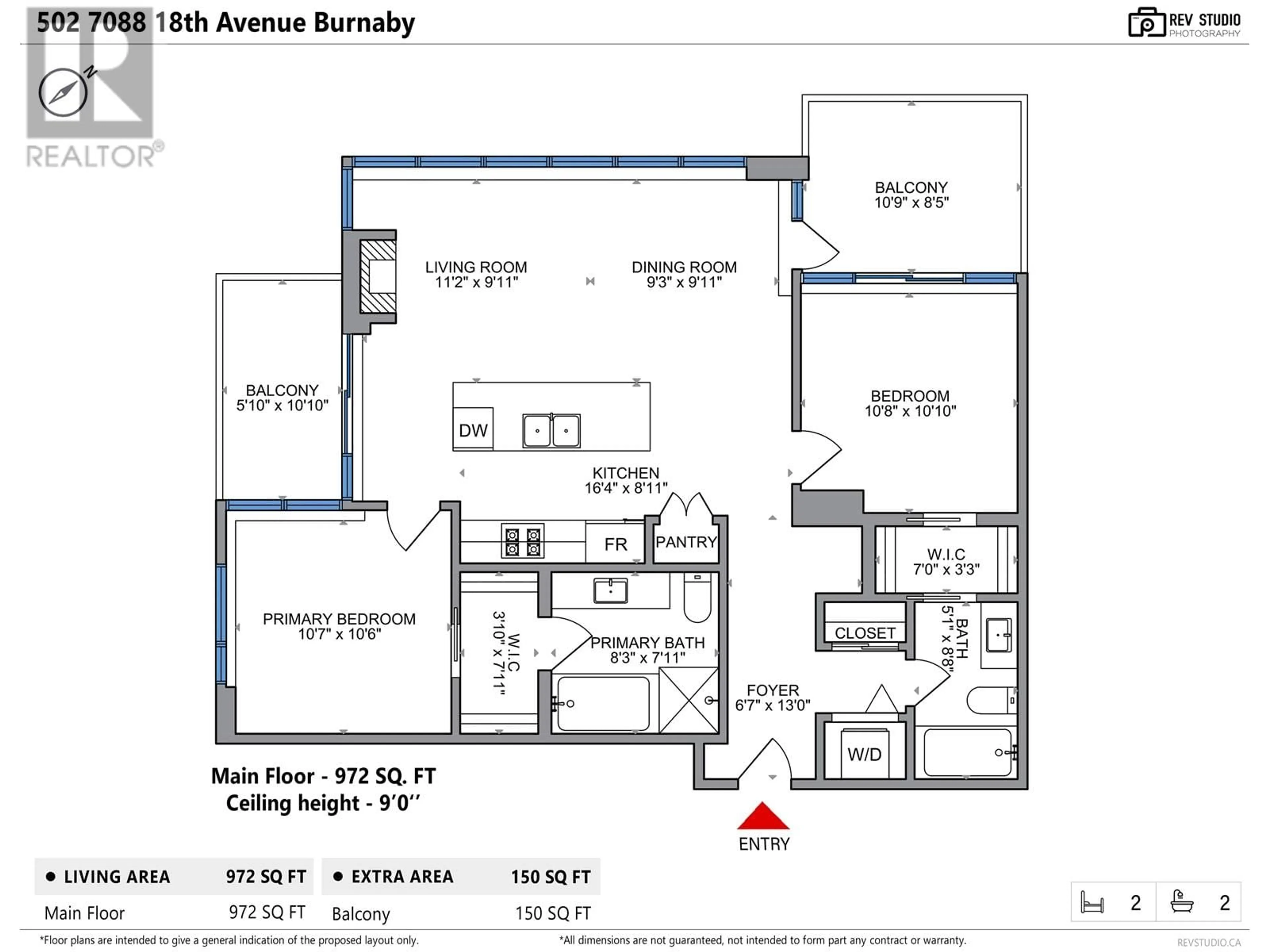 Floor plan for 502 - 7088 18TH AVENUE, Burnaby British Columbia V3N0A2