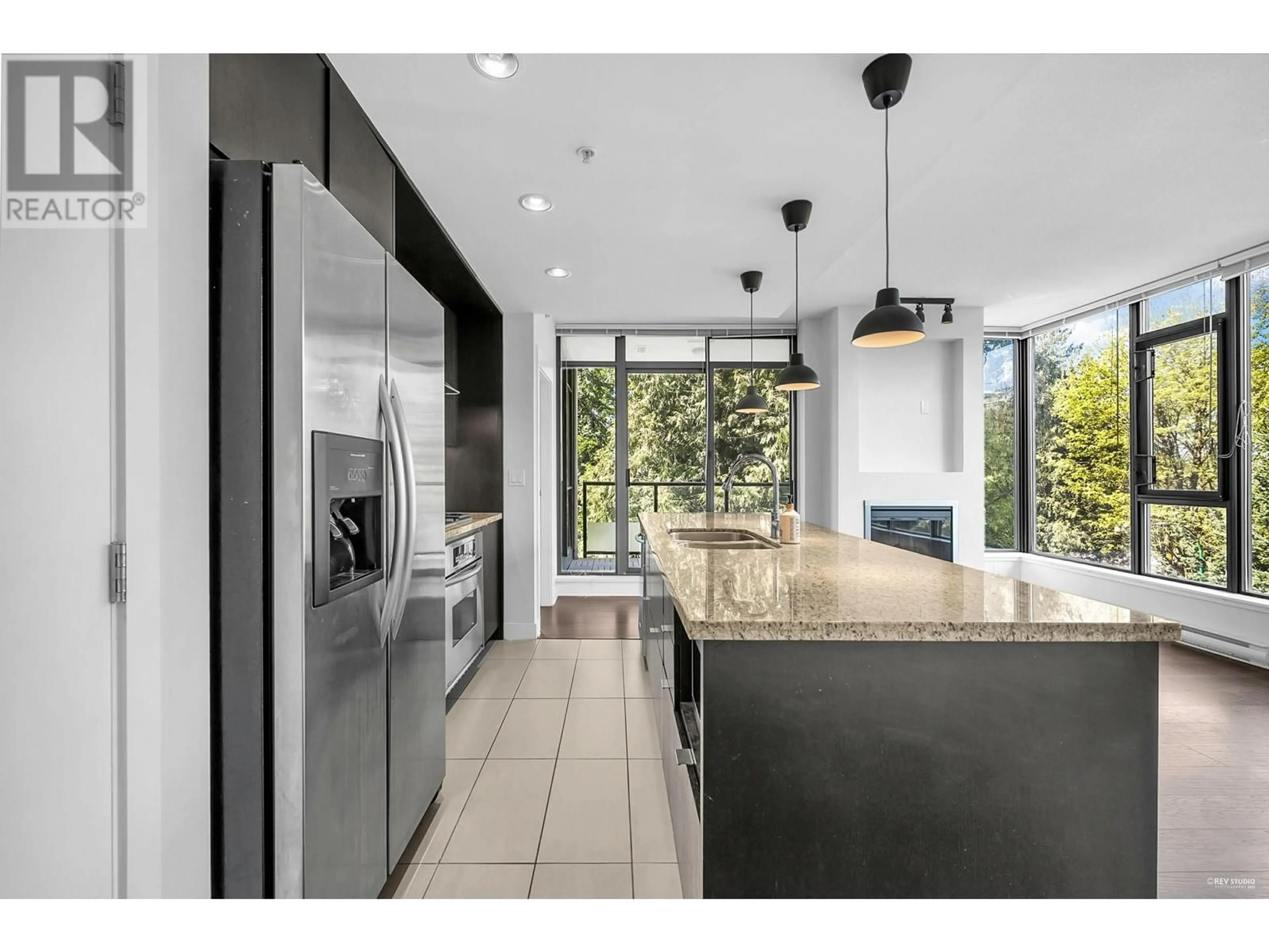 Contemporary kitchen, ceramic/tile floor for 502 - 7088 18TH AVENUE, Burnaby British Columbia V3N0A2