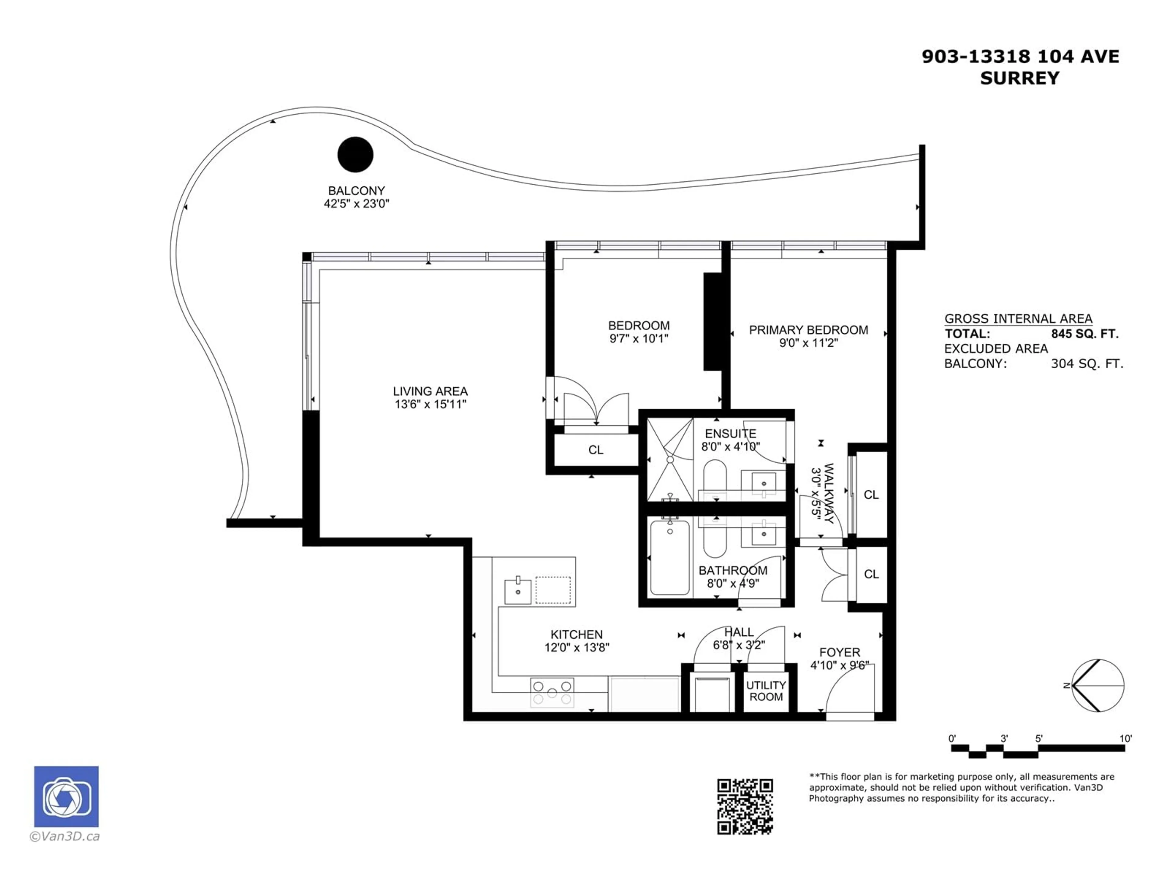 Floor plan for 903 - 13318 104, Surrey British Columbia V3T0R2