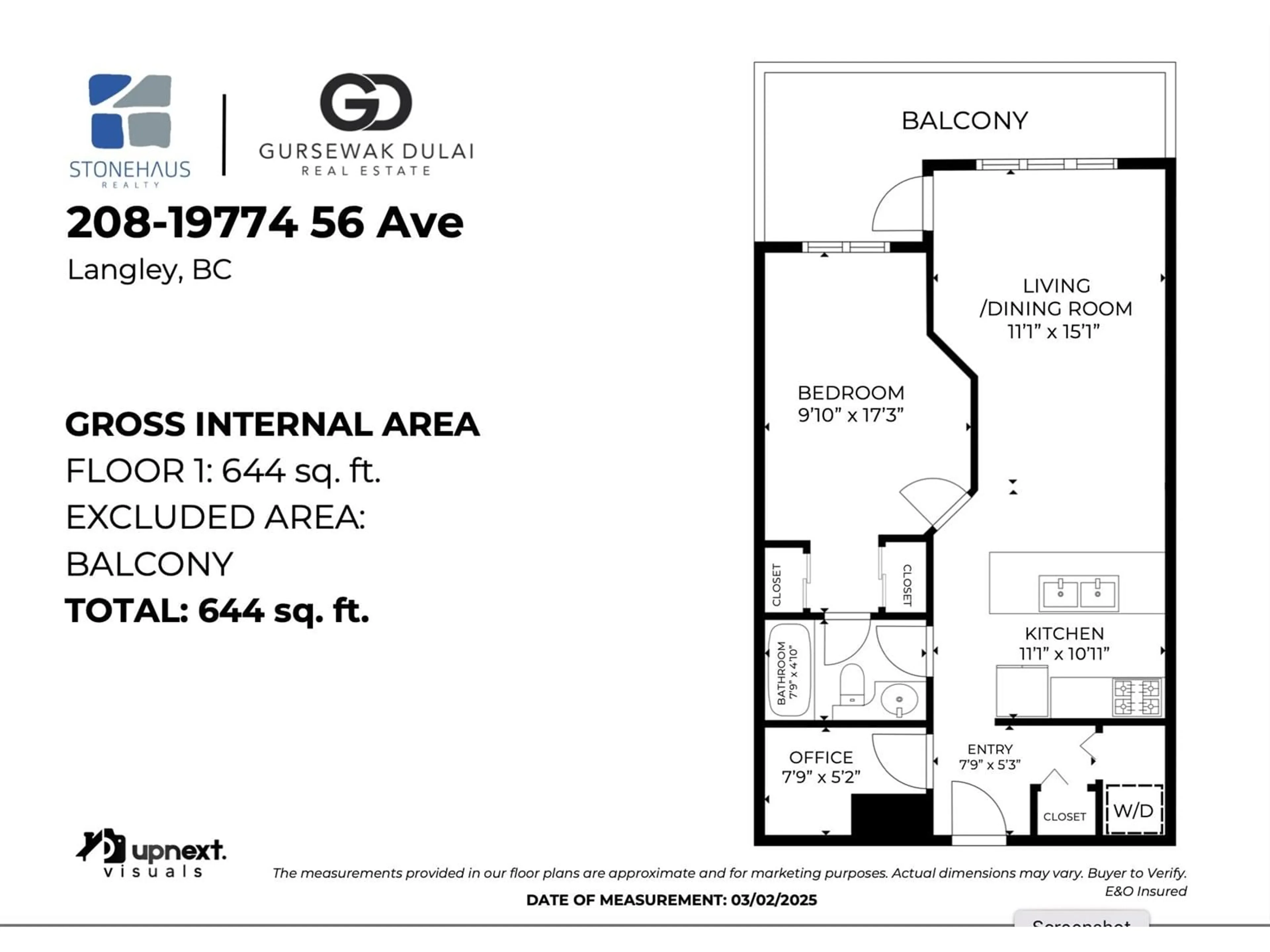Floor plan for 208 - 19774 56, Langley British Columbia V3A3X6