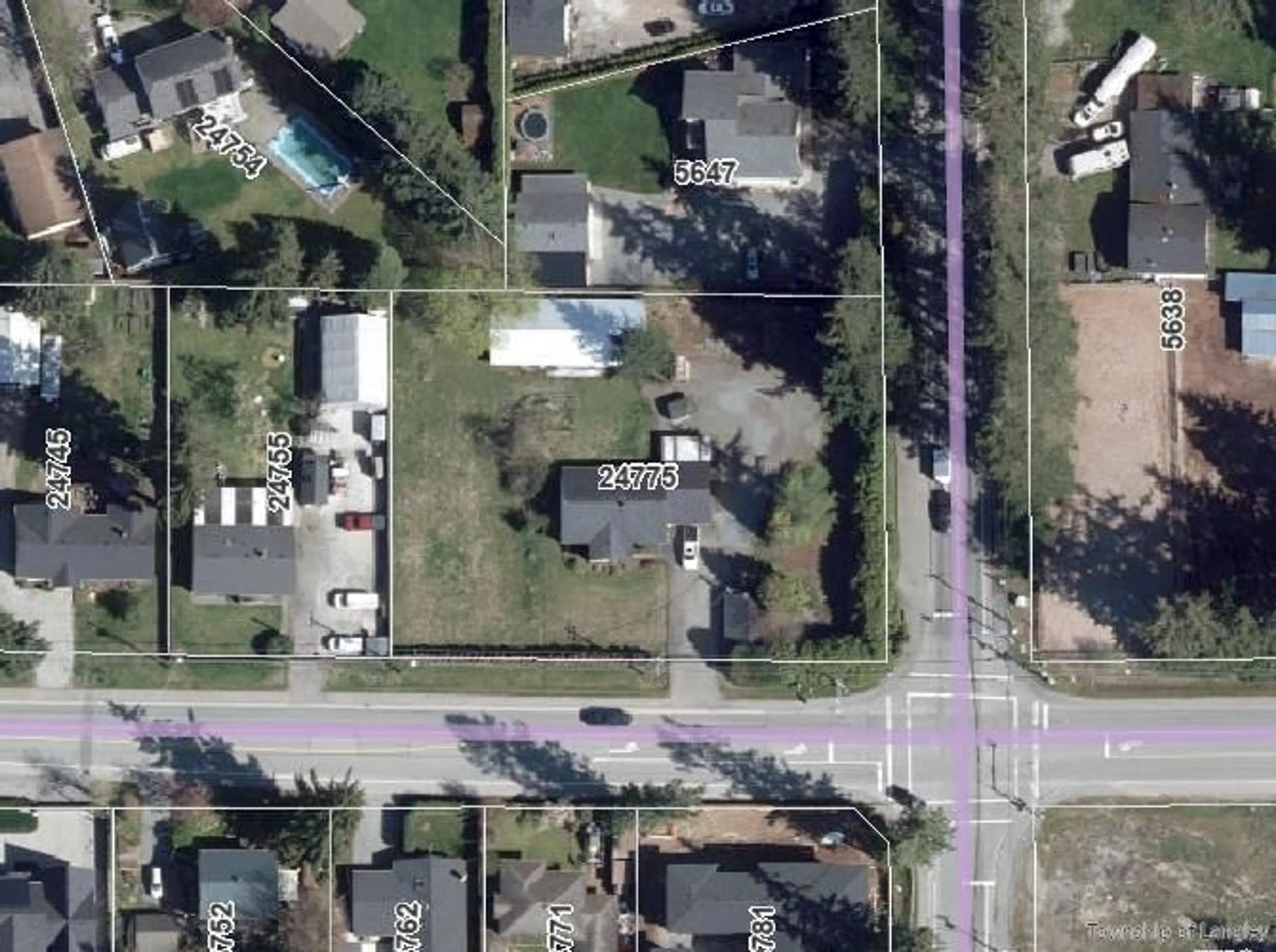 A pic from outside/outdoor area/front of a property/back of a property/a pic from drone, street for 24775 56, Langley British Columbia V2Z1B9