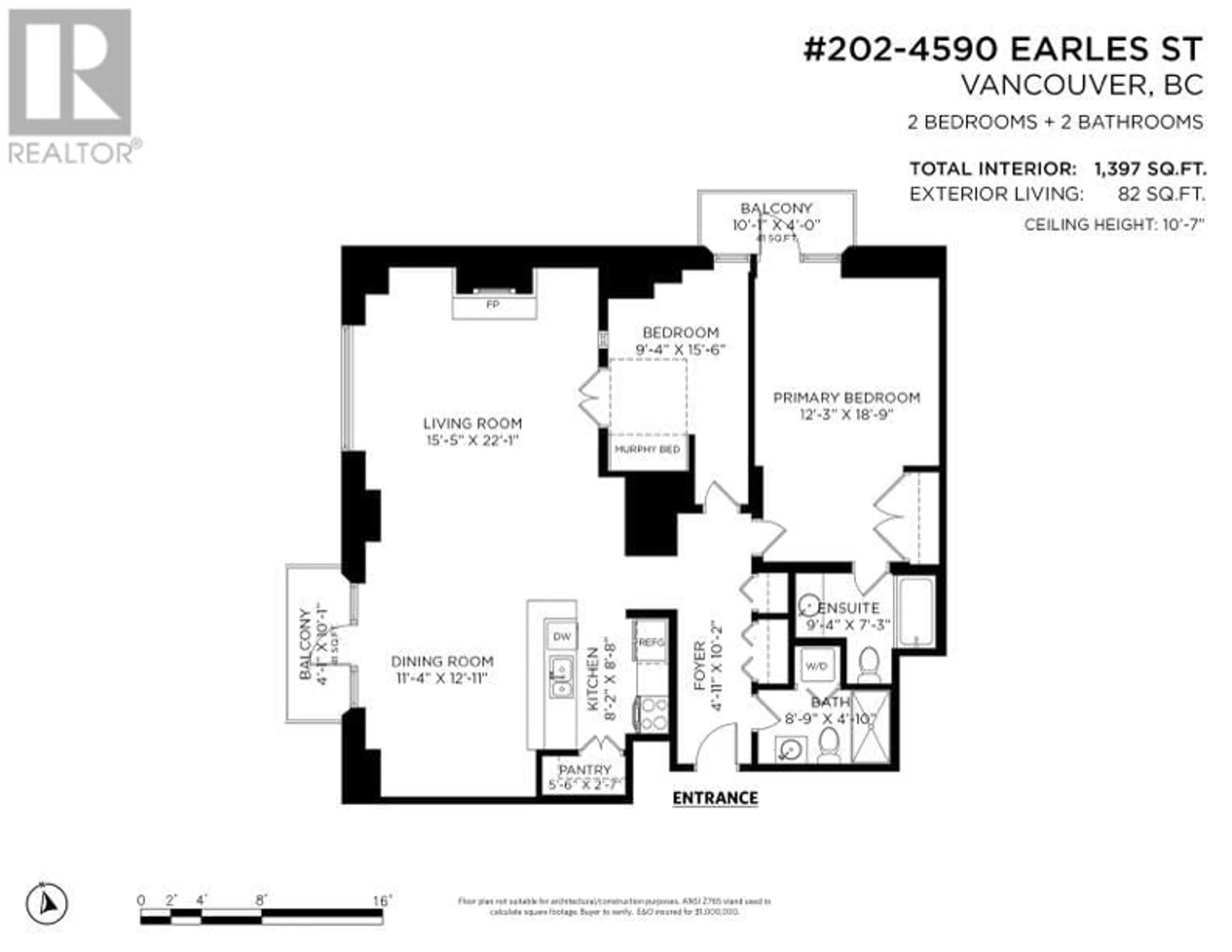 Floor plan for 202 - 4590 EARLES STREET, Vancouver British Columbia V5R6A2