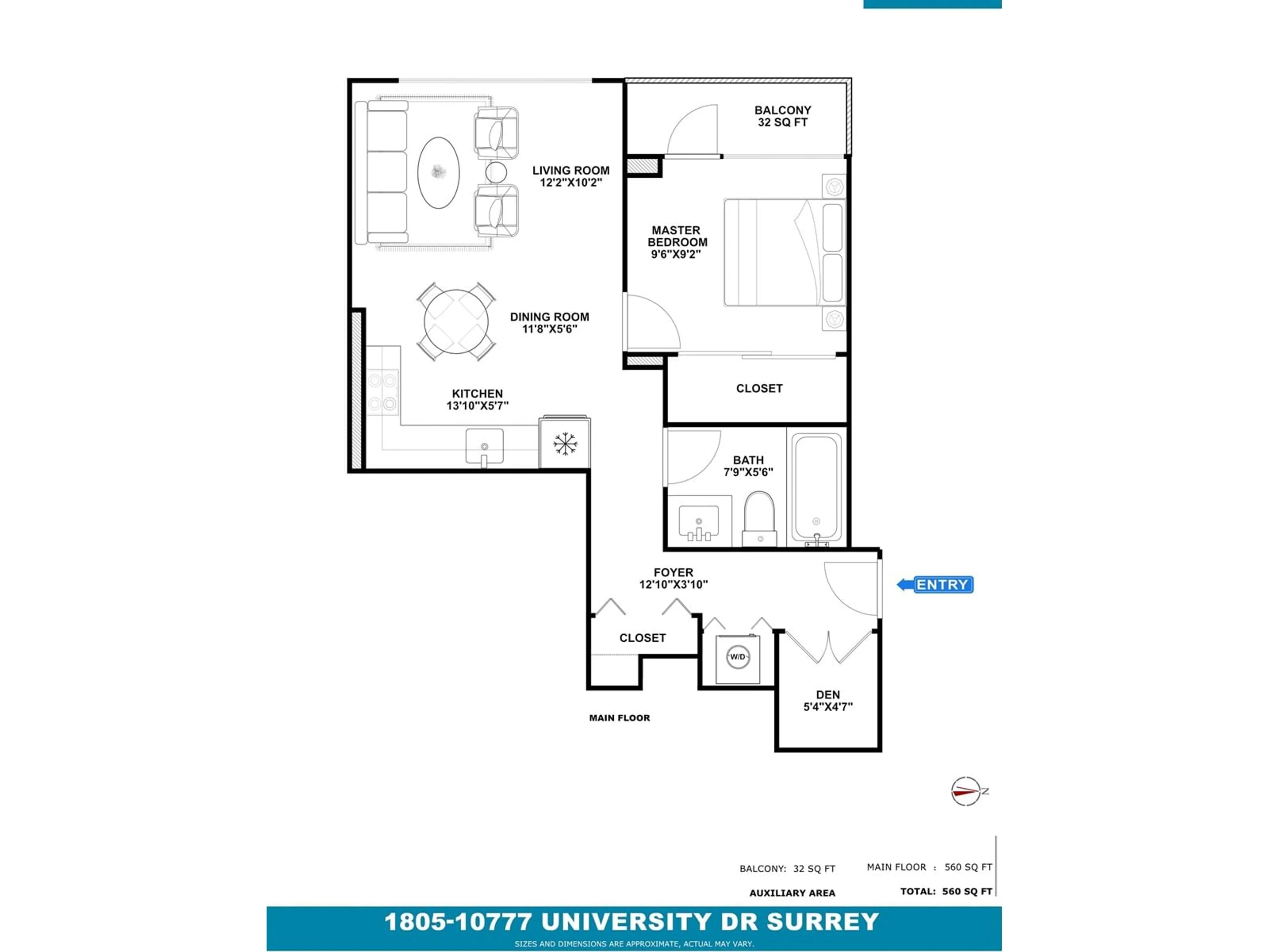 Floor plan for 1805 - 10777 UNIVERSITY, Surrey British Columbia V3T0E6