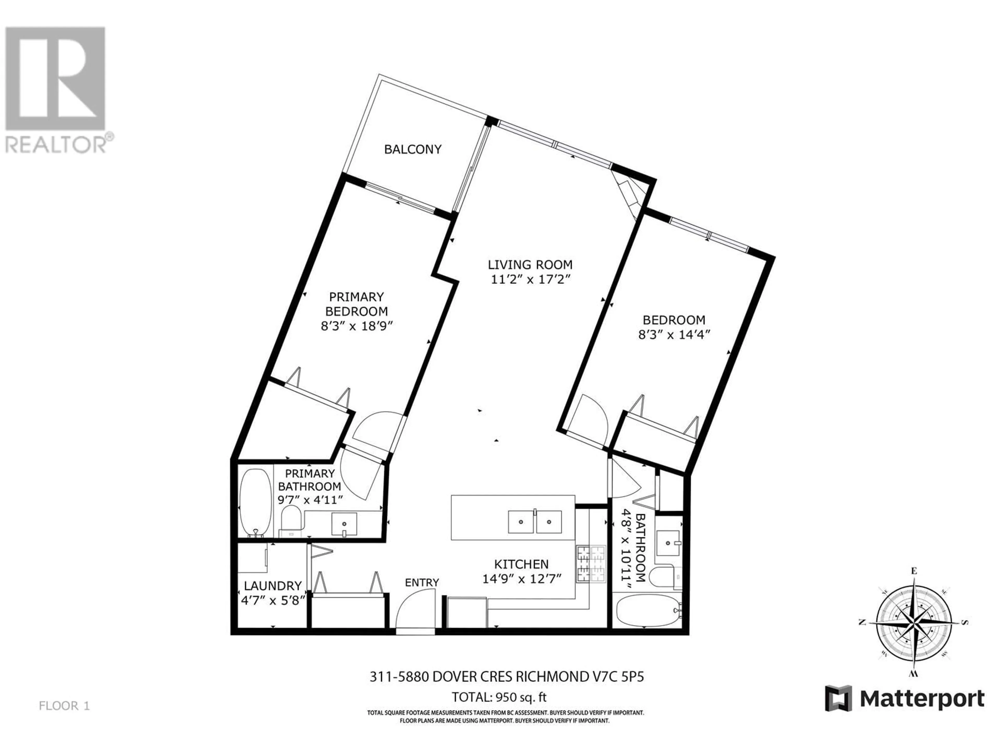 Floor plan for 311 - 5880 DOVER CRESCENT, Richmond British Columbia V7C5P5