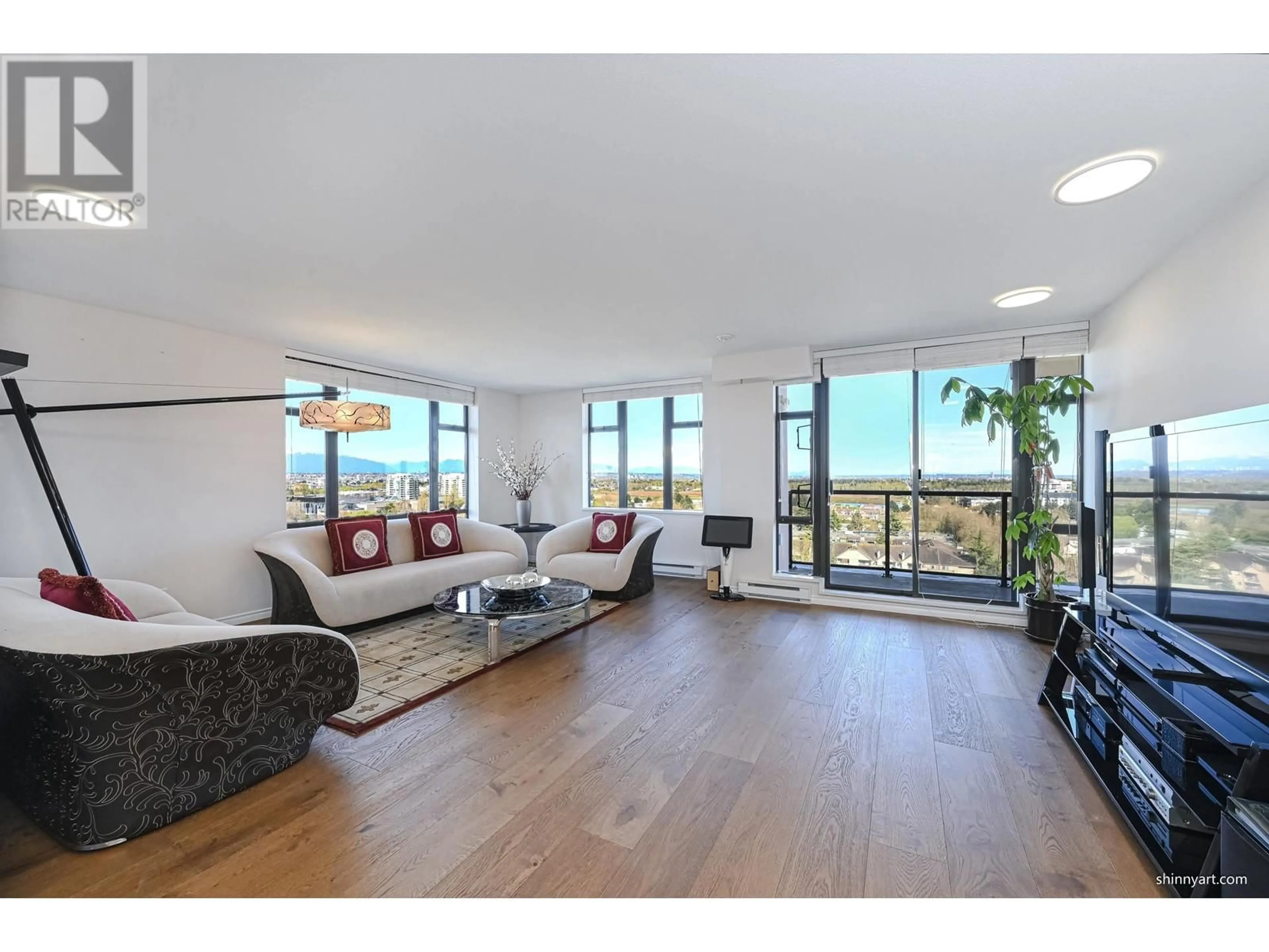 Living room with furniture, wood/laminate floor for 1702 - 5933 COONEY ROAD, Richmond British Columbia V6X4H3