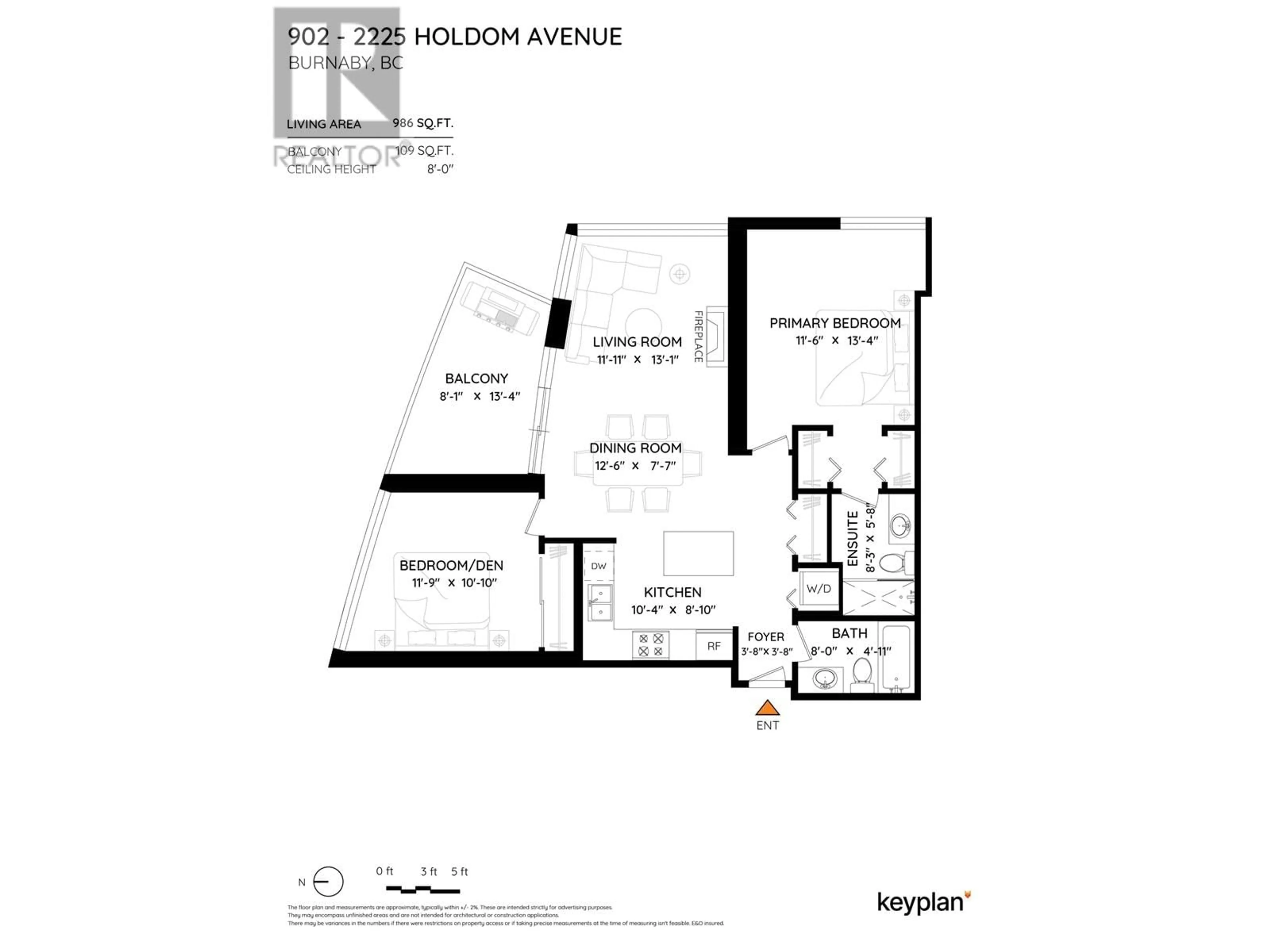 Floor plan for 902 - 2225 HOLDOM AVENUE, Burnaby British Columbia V5B0A1