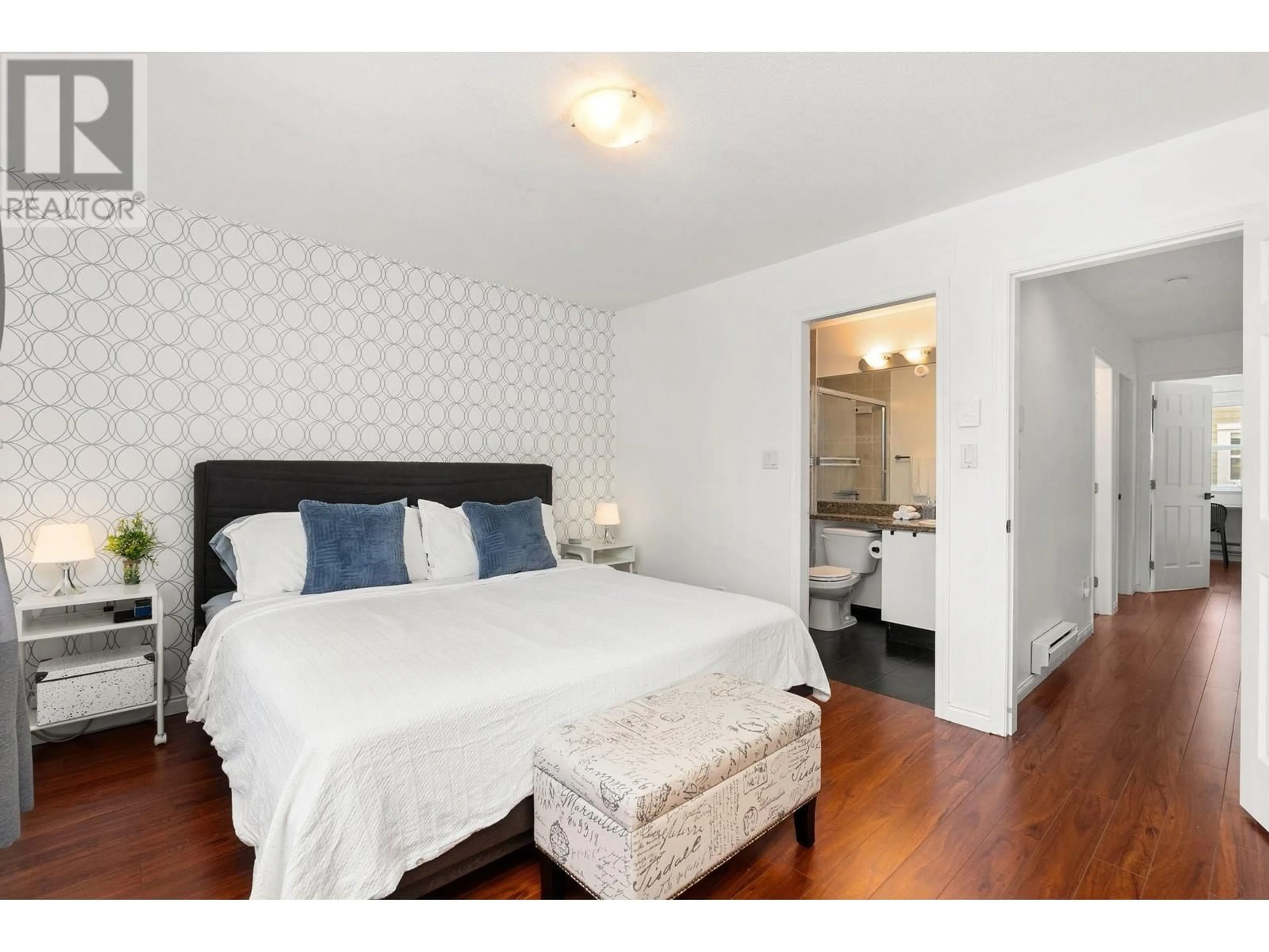 Bedroom with bed, wood/laminate floor for 17 - 7333 TURNILL STREET, Richmond British Columbia V6Y4L7