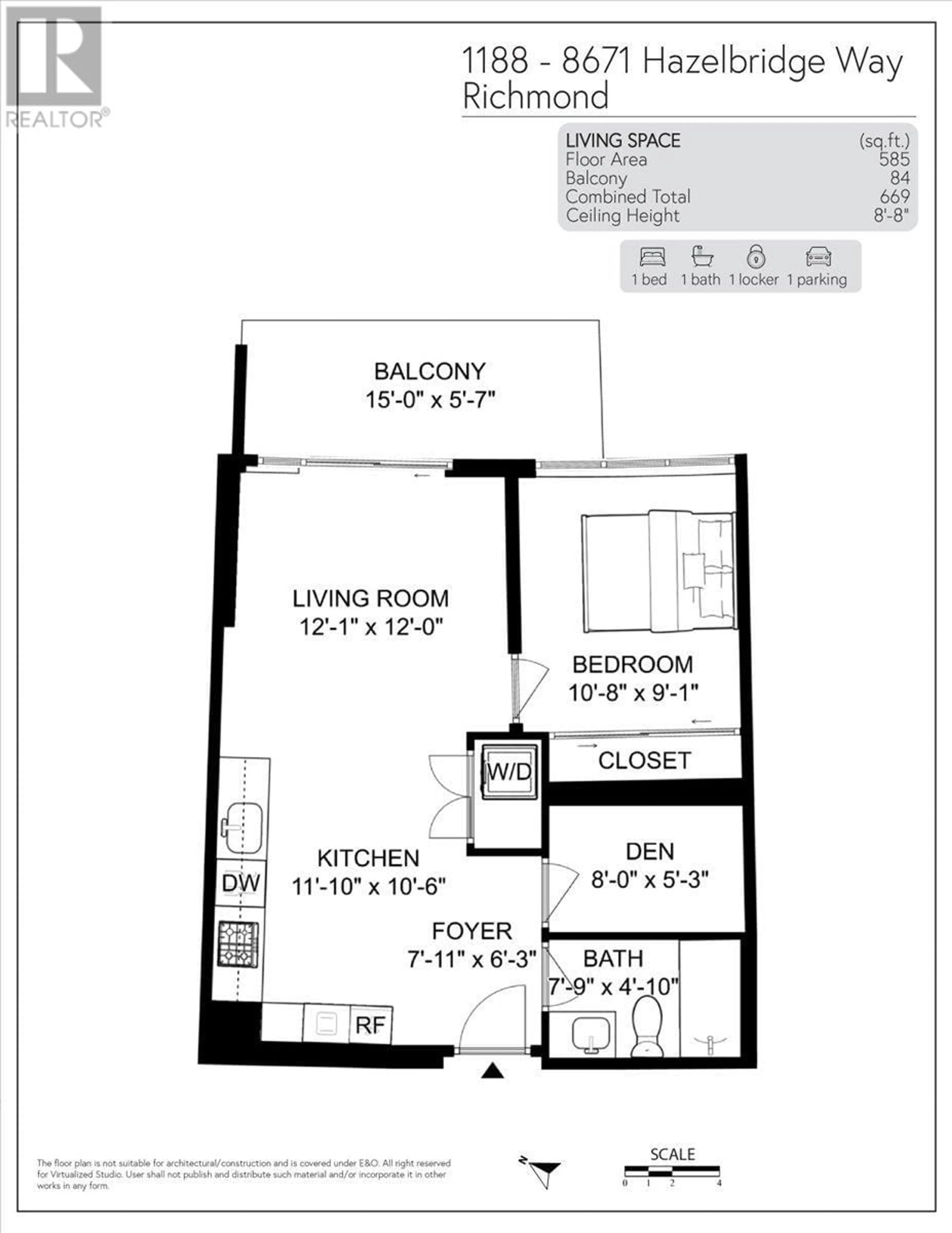 Floor plan for 1187 - 8671 HAZELBRIDGE WAY, Richmond British Columbia V6X0W9