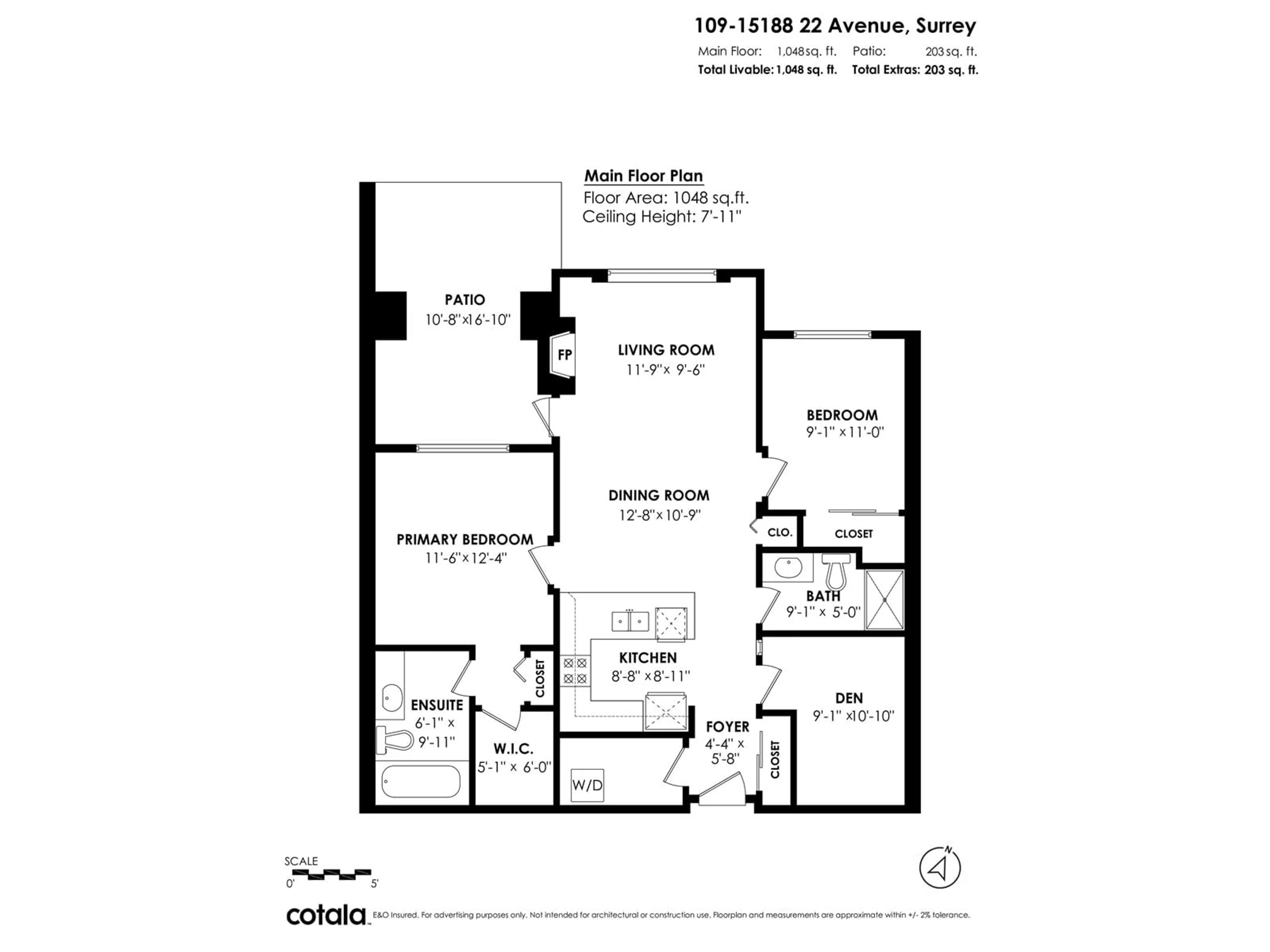 Floor plan for 109 - 15188 22, Surrey British Columbia V4A9T4