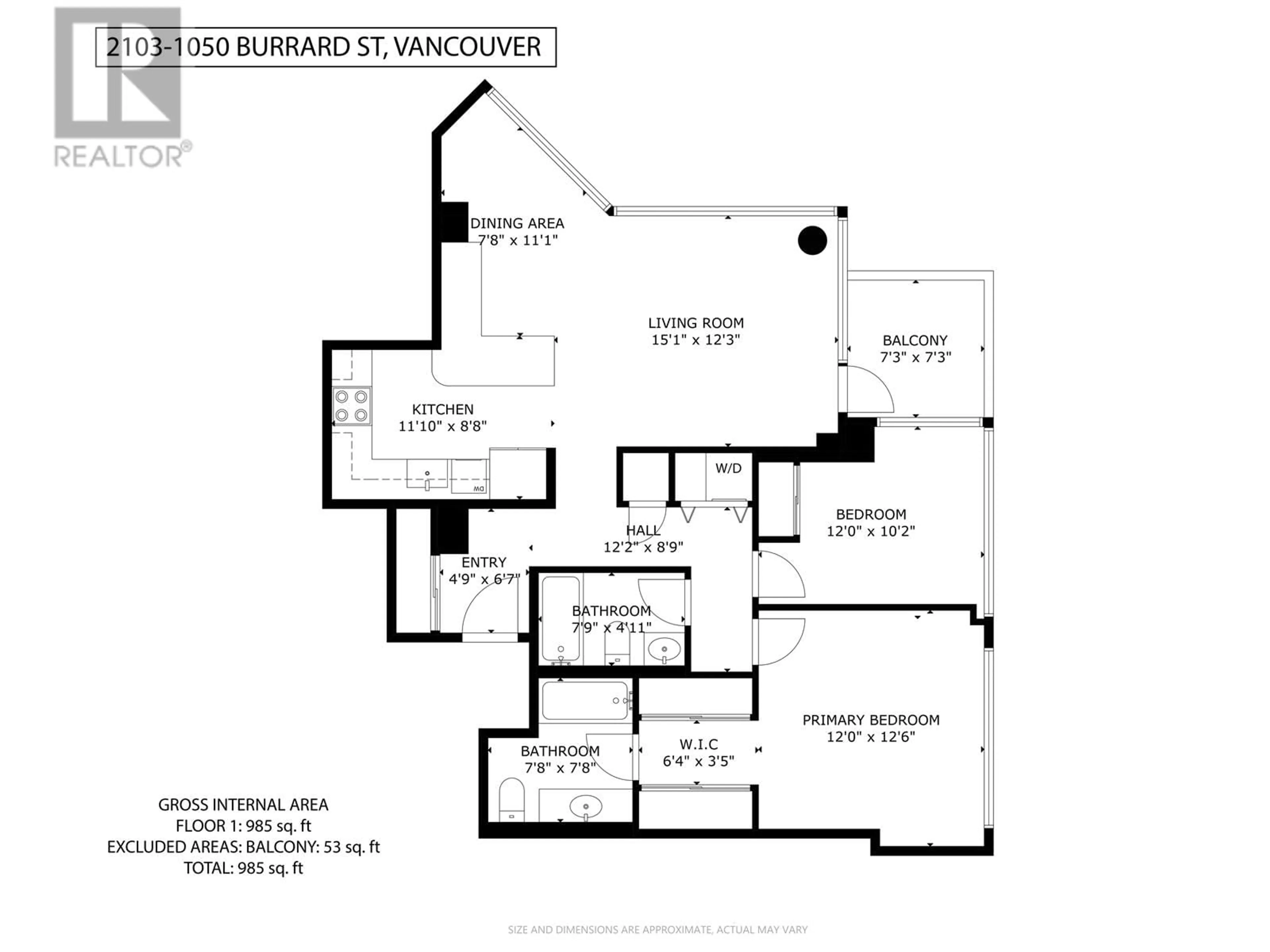 Floor plan for 2103 - 1050 BURRARD STREET, Vancouver British Columbia V6Z2S3