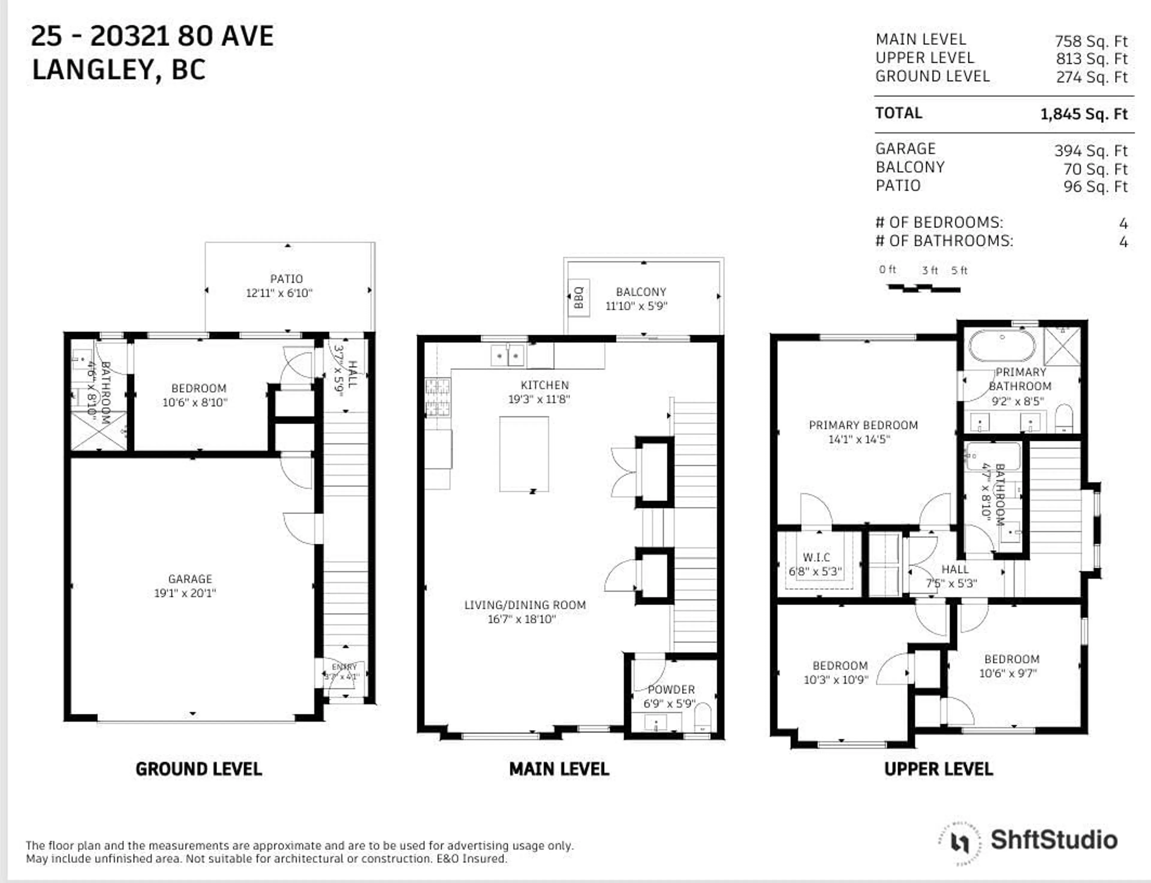 Floor plan for 25 - 20321 80, Langley British Columbia V2Y3S3