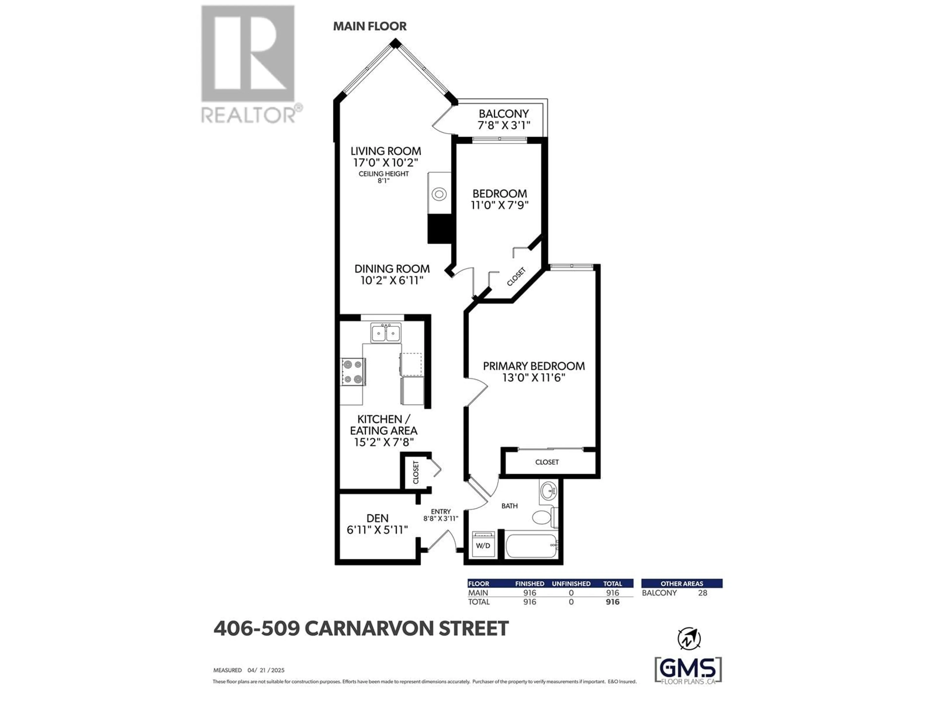 Floor plan for 406 - 509 CARNARVON STREET, New Westminster British Columbia V3L5S4
