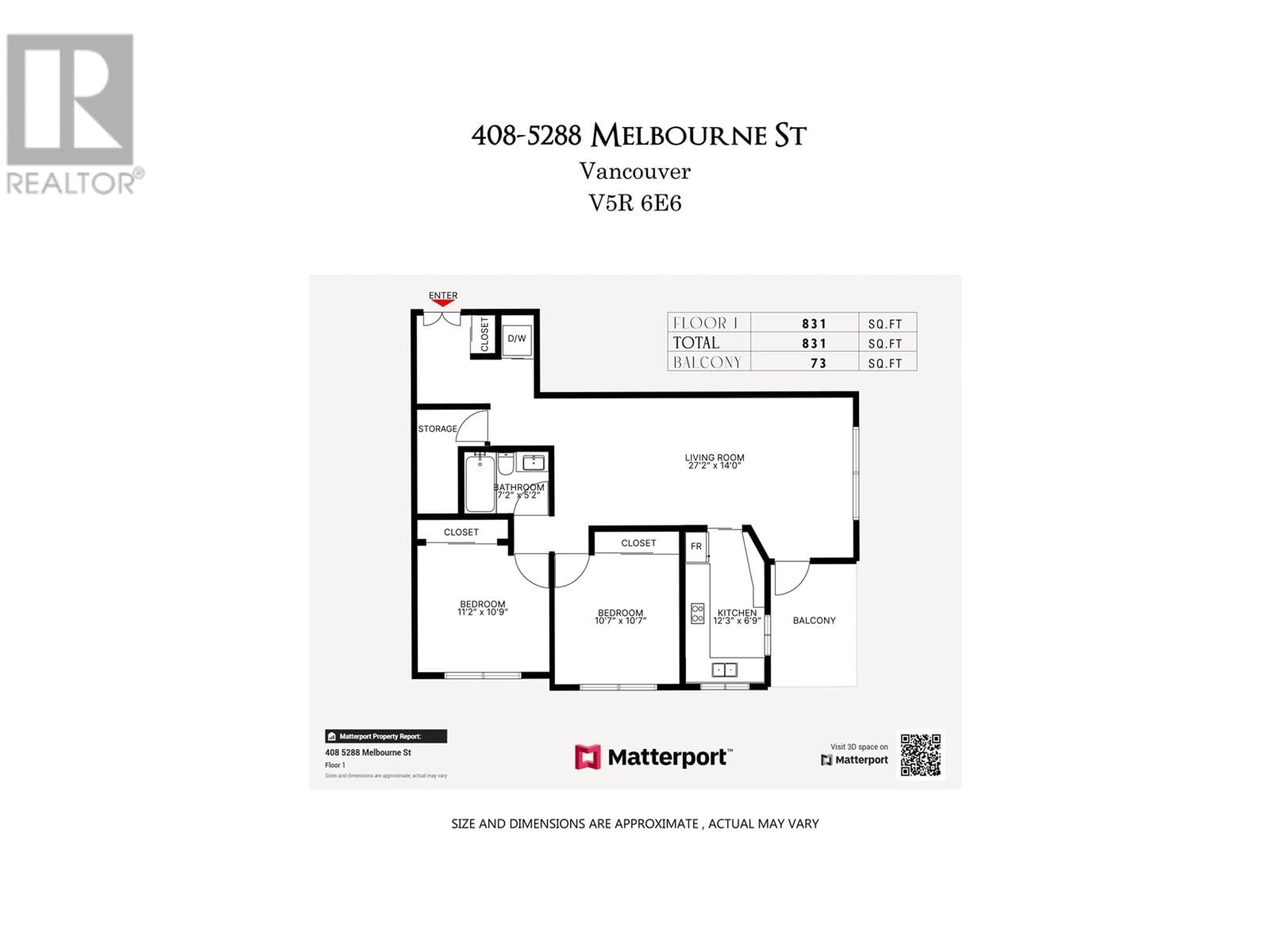 Floor plan for 408 - 5288 MELBOURNE STREET, Vancouver British Columbia V5R6E6