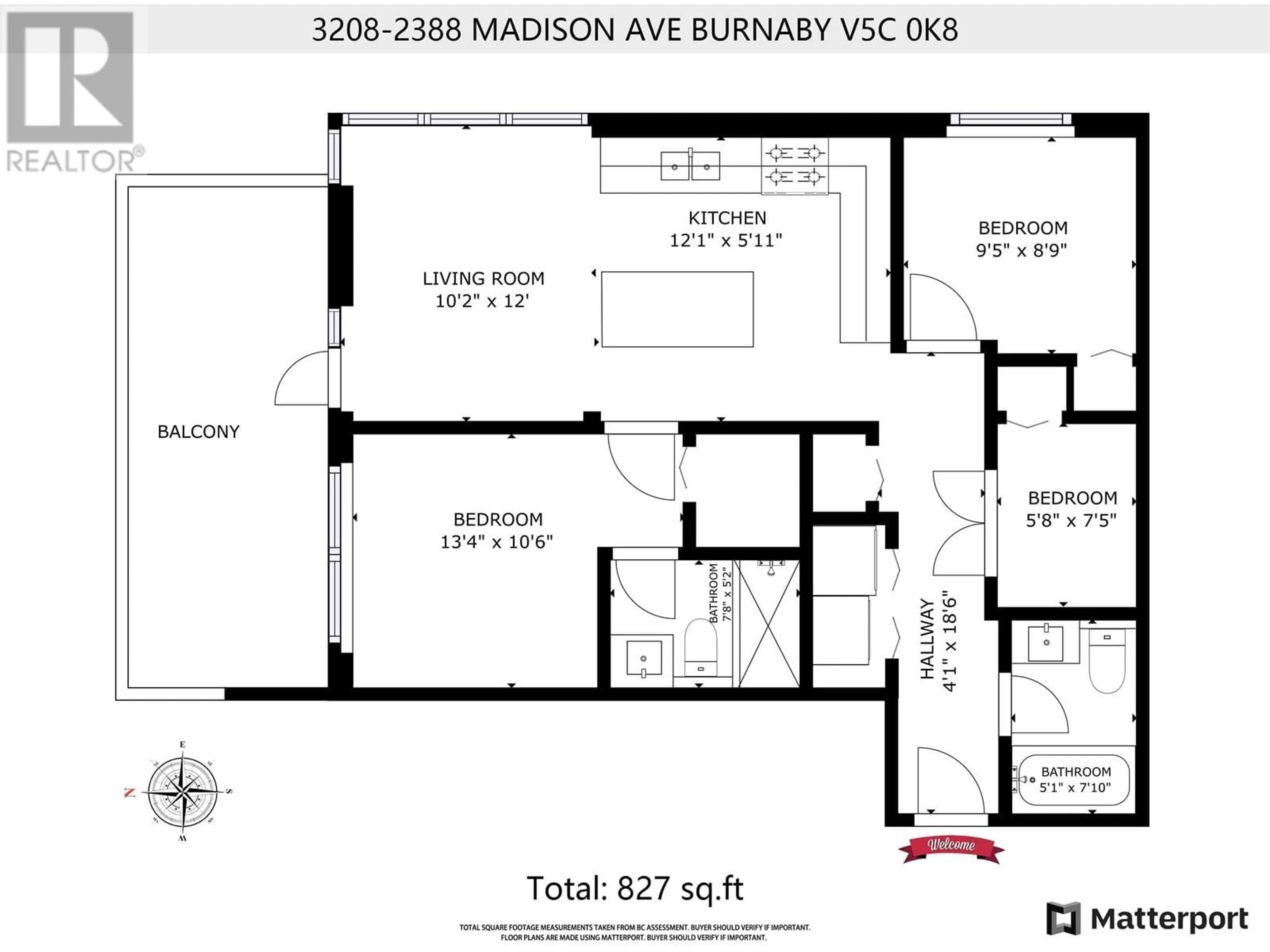 Floor plan for 3208 - 2388 MADISON AVENUE, Burnaby British Columbia V5C0K8