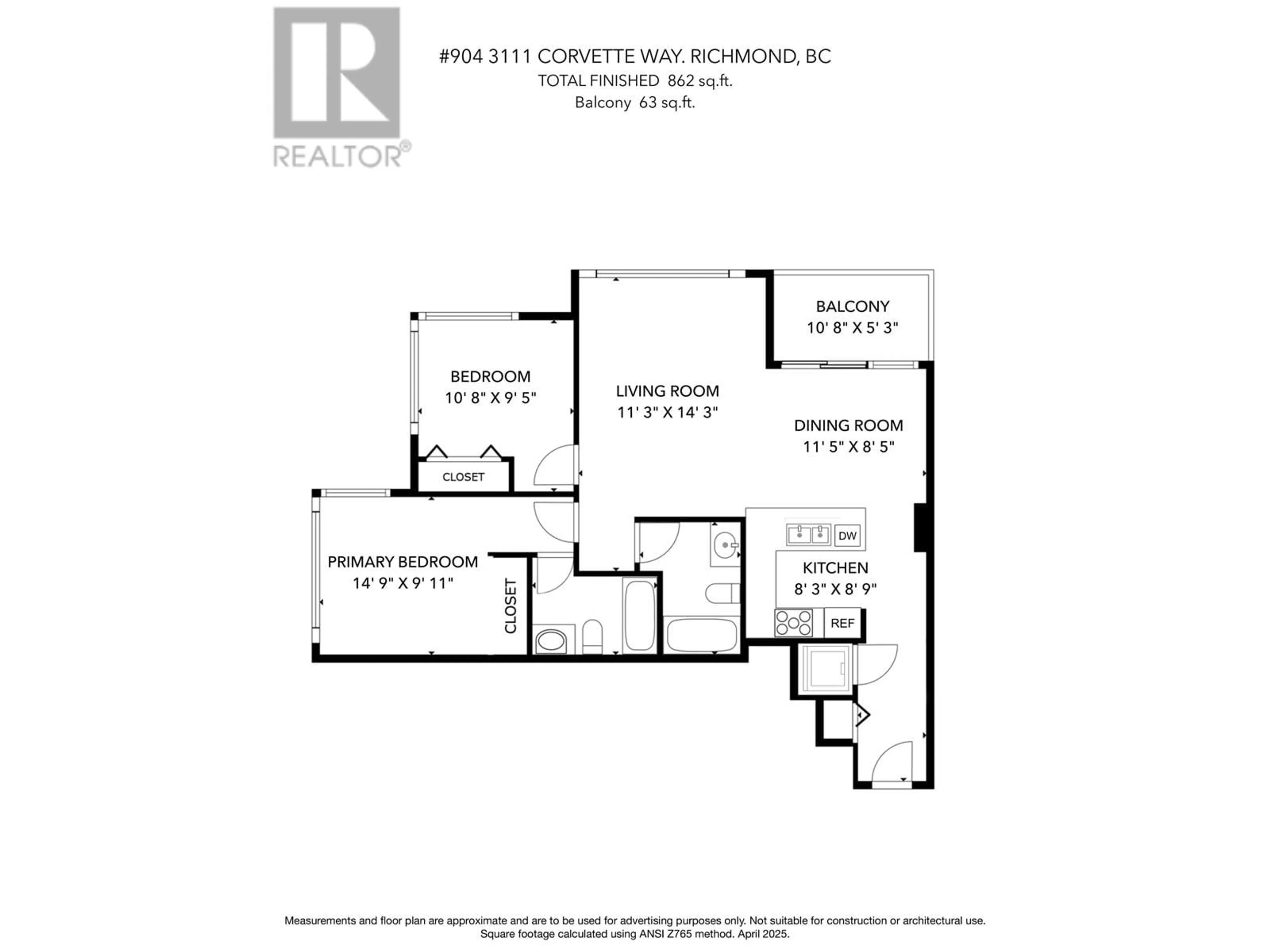 Floor plan for 904 - 3111 CORVETTE WAY, Richmond British Columbia V6X4K3