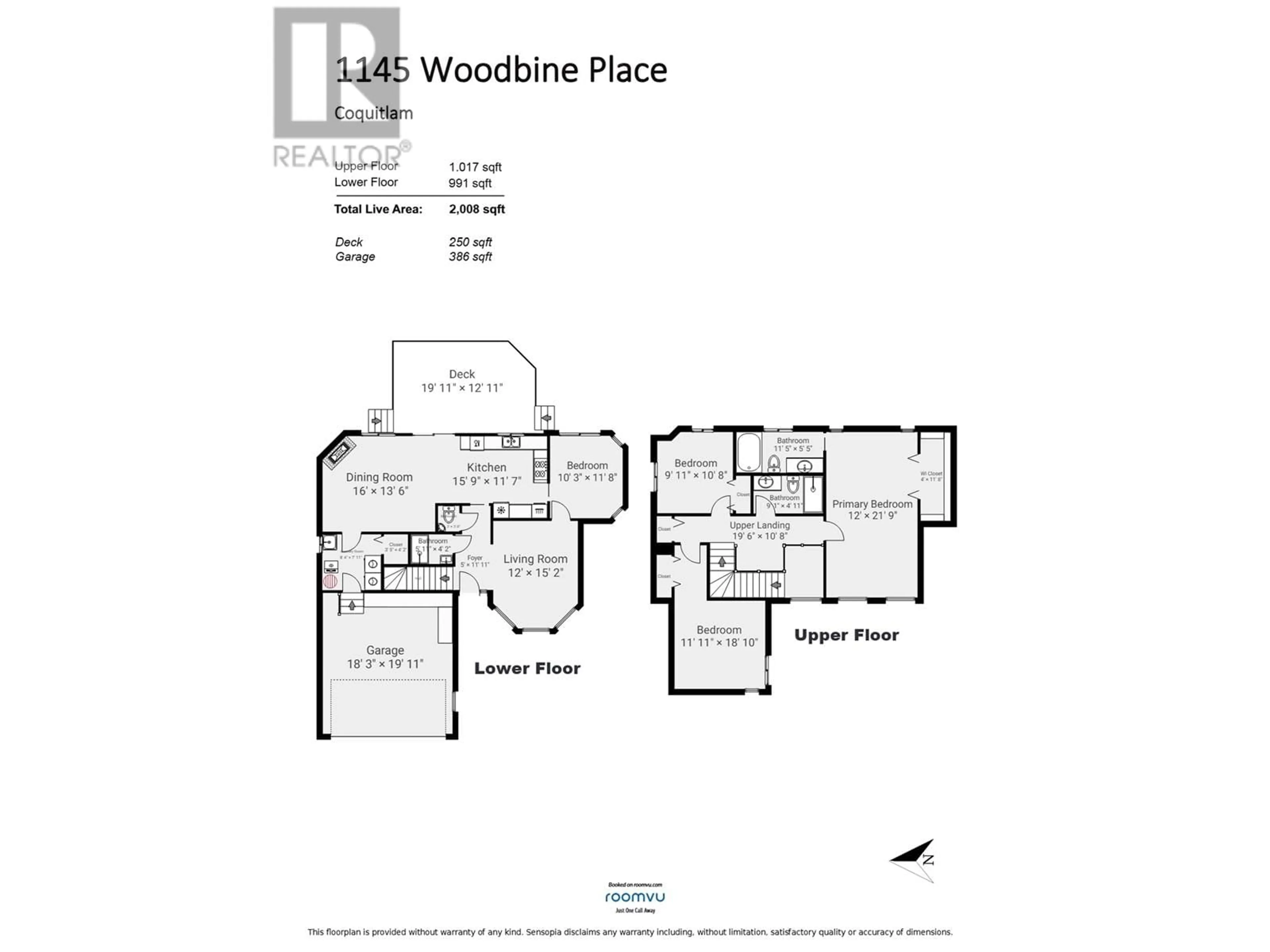Floor plan for 1145 WOODBINE PLACE, Coquitlam British Columbia V3B7A1