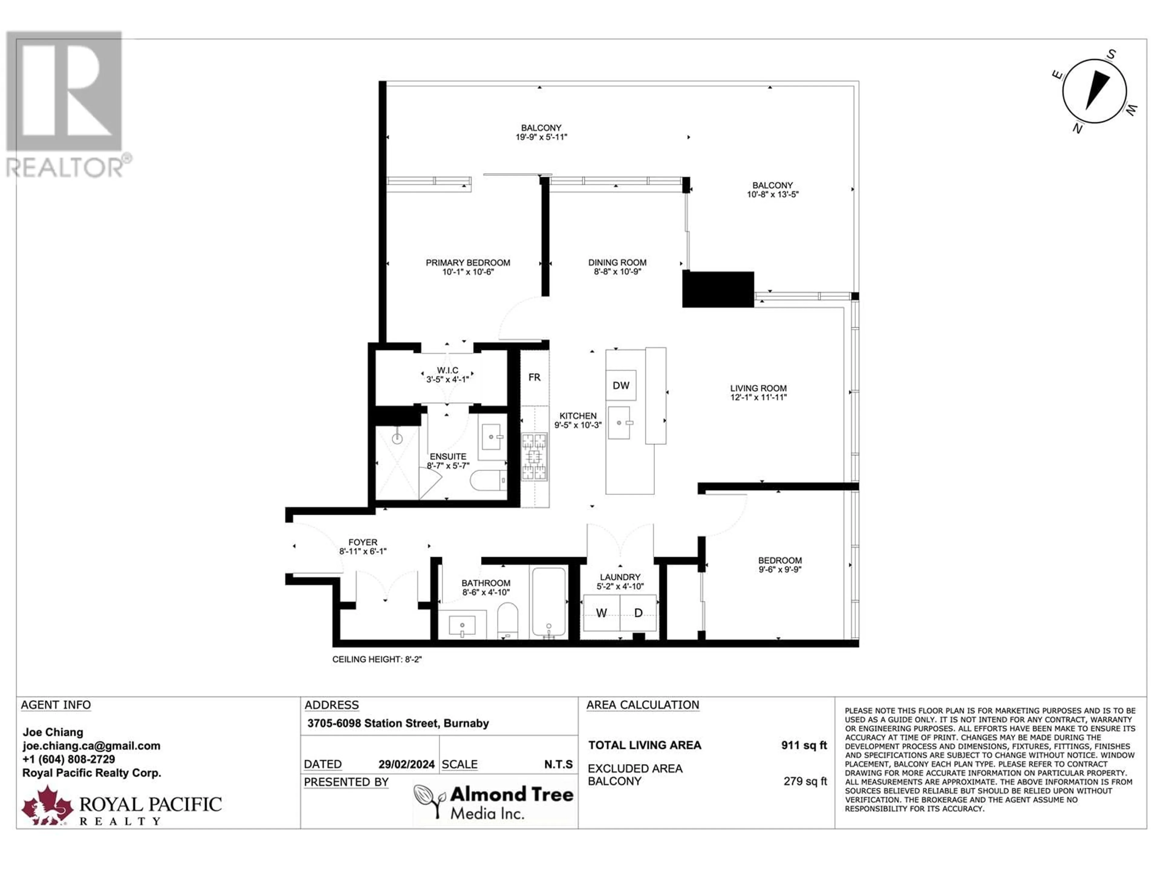 Floor plan for 3705 - 6098 STATION STREET, Burnaby British Columbia V5H0H4
