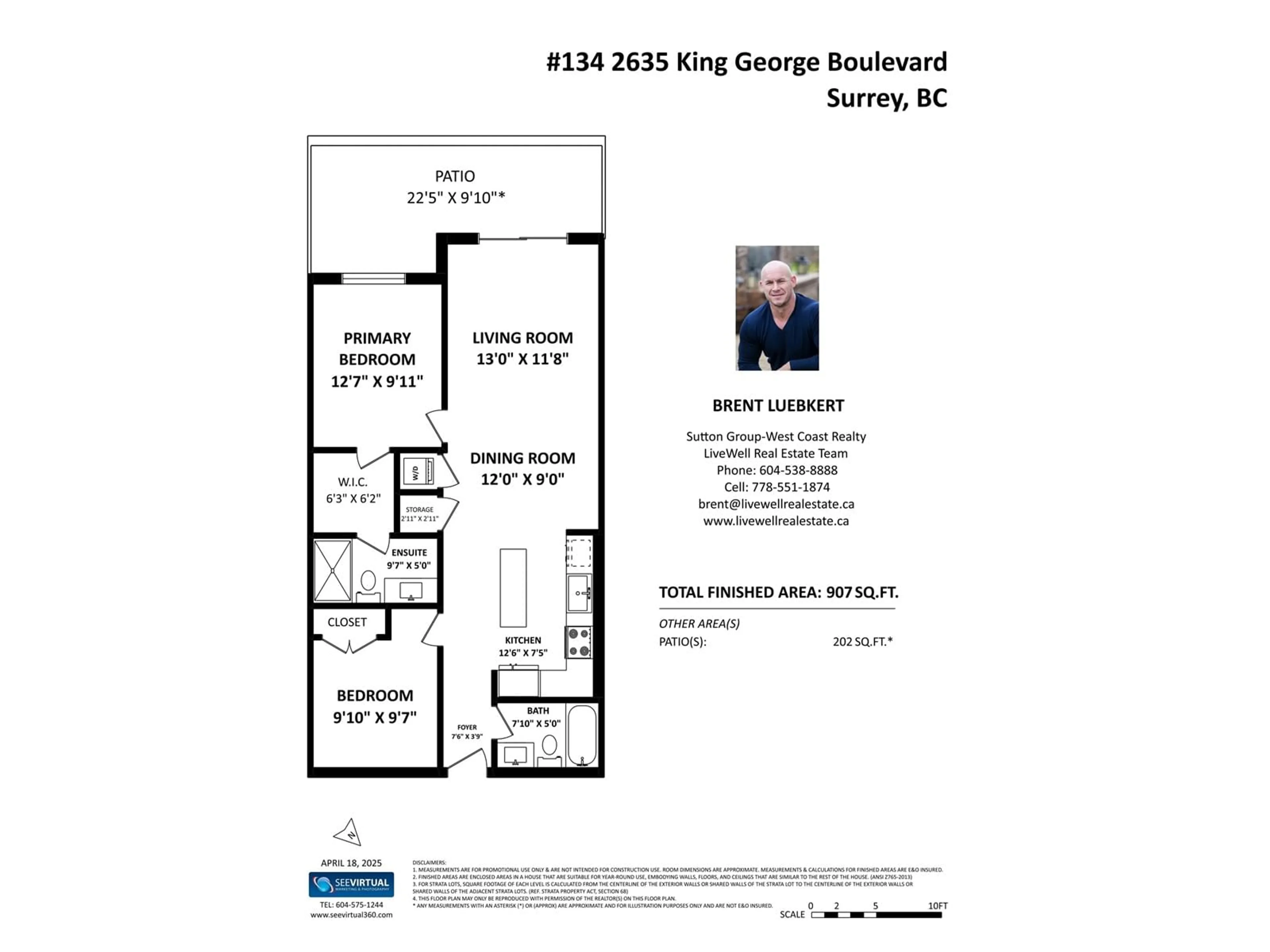 Floor plan for 134 - 2635 KING GEORGE, Surrey British Columbia V4P0H7