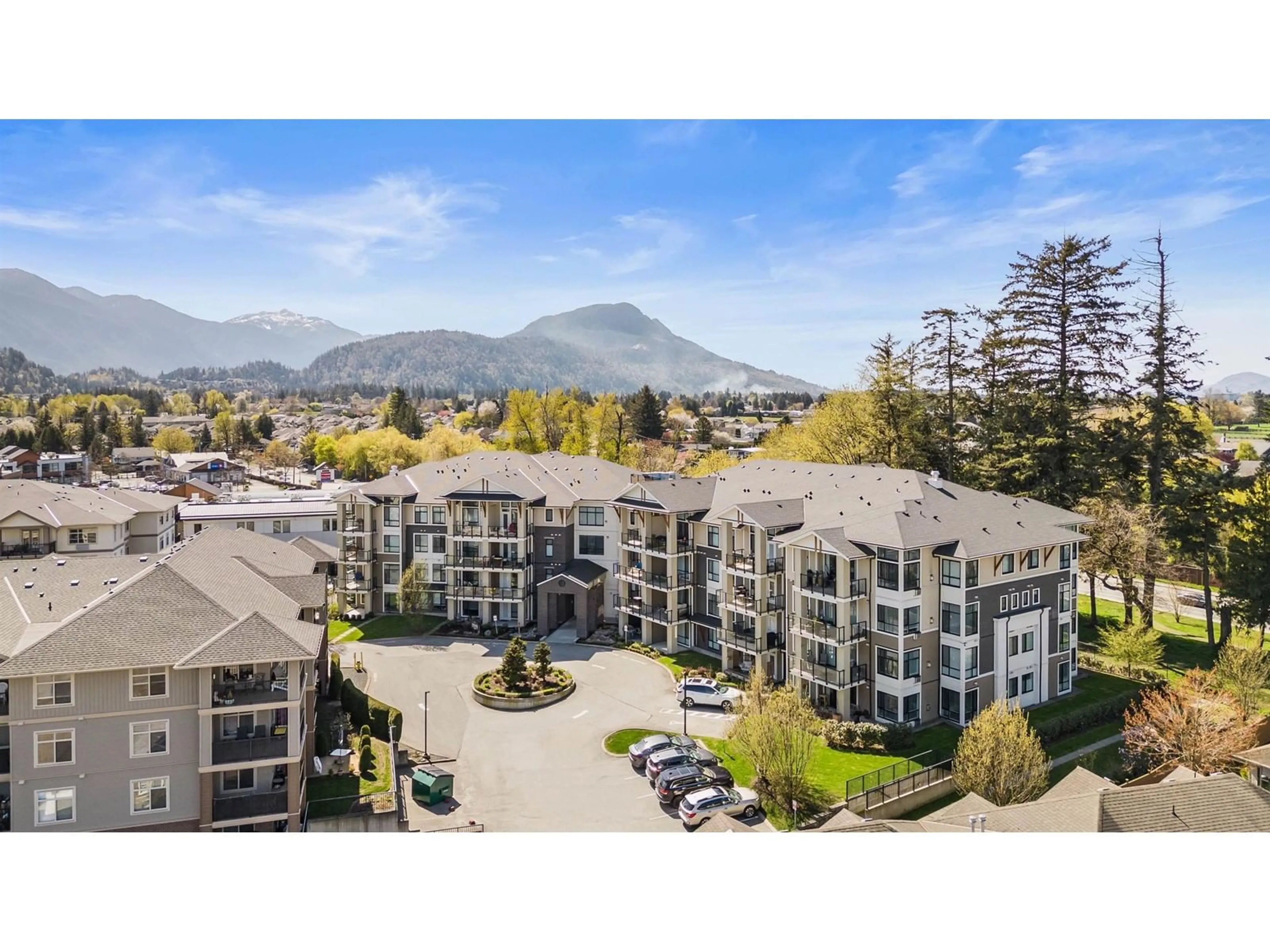 A pic from outside/outdoor area/front of a property/back of a property/a pic from drone, mountain view for 309 - 45761 STEVENSON ROAD, Chilliwack British Columbia V2R0Y7