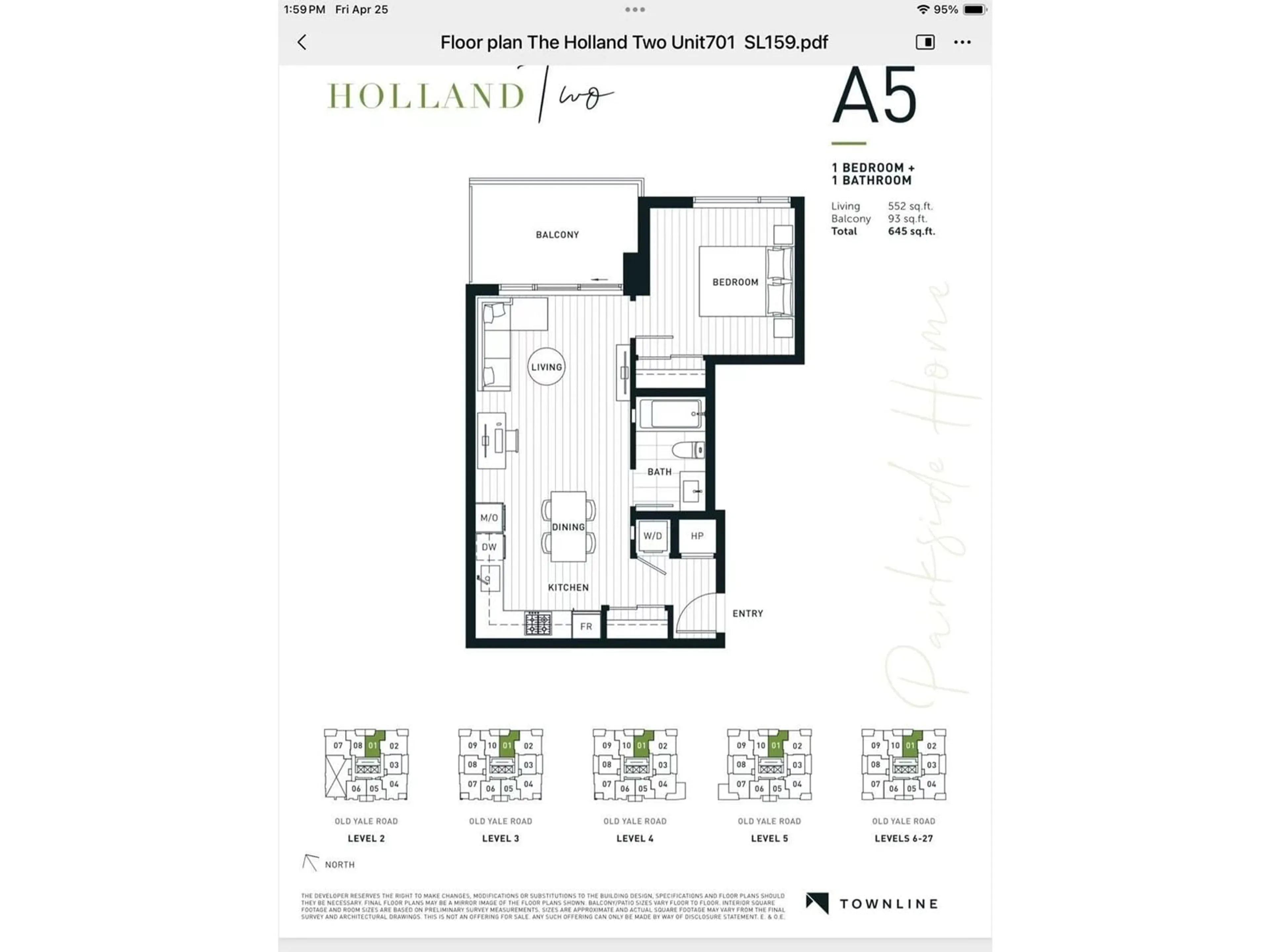 Floor plan for 701 - 13387 OLD YALE, Surrey British Columbia V3T3C6