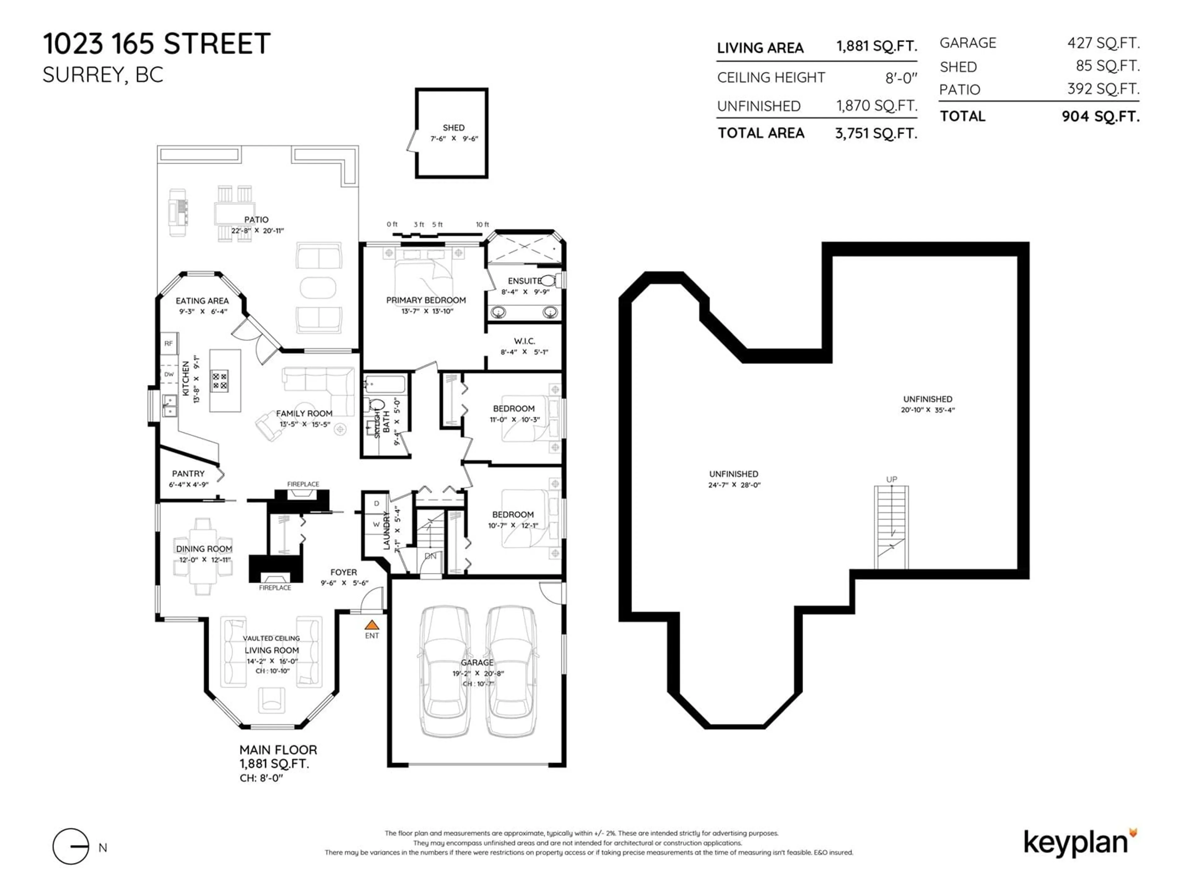 Floor plan for 1023 165, Surrey British Columbia V4A9A2