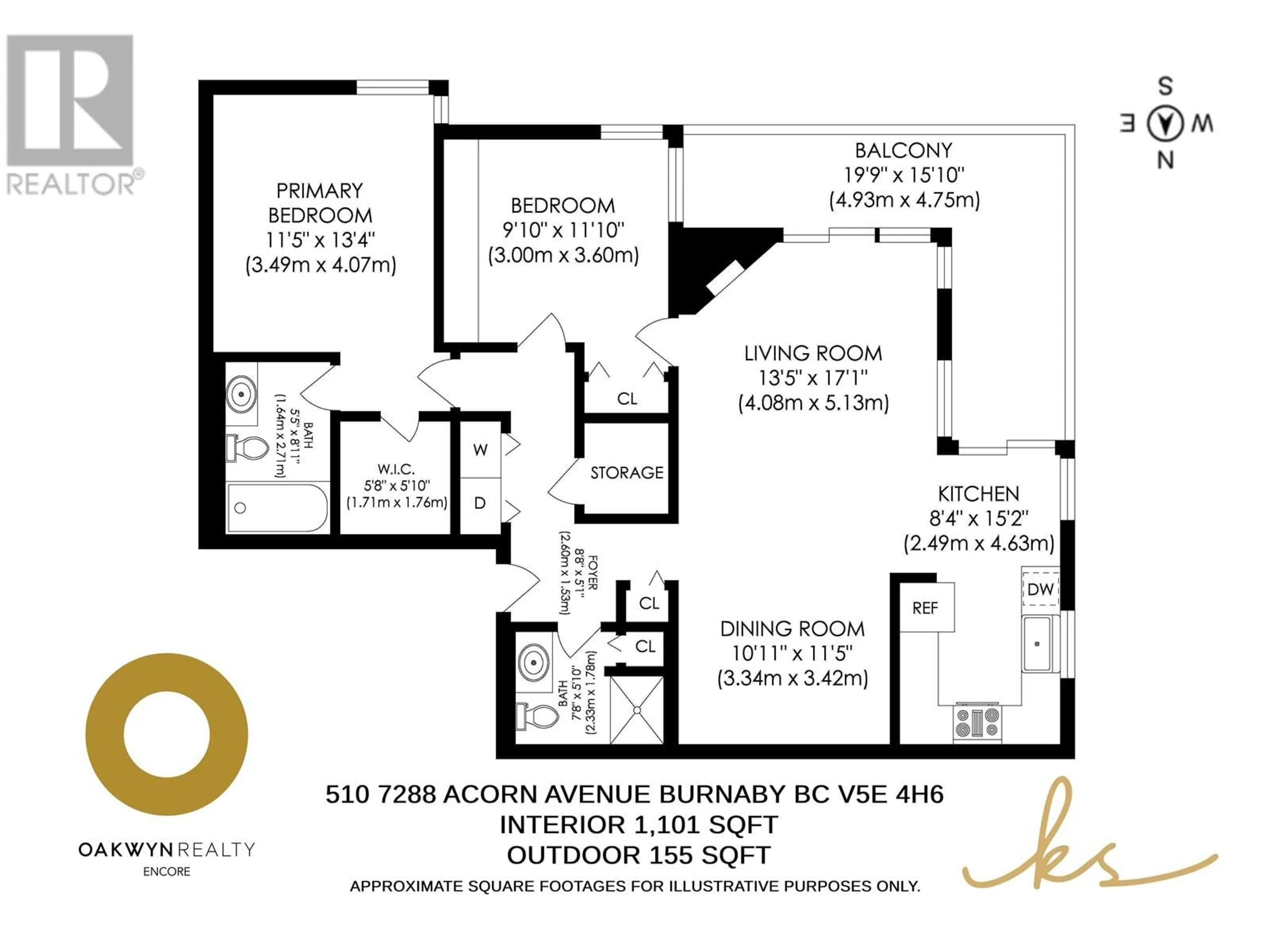 Floor plan for 510 - 7288 ACORN AVENUE, Burnaby British Columbia V5E4H6
