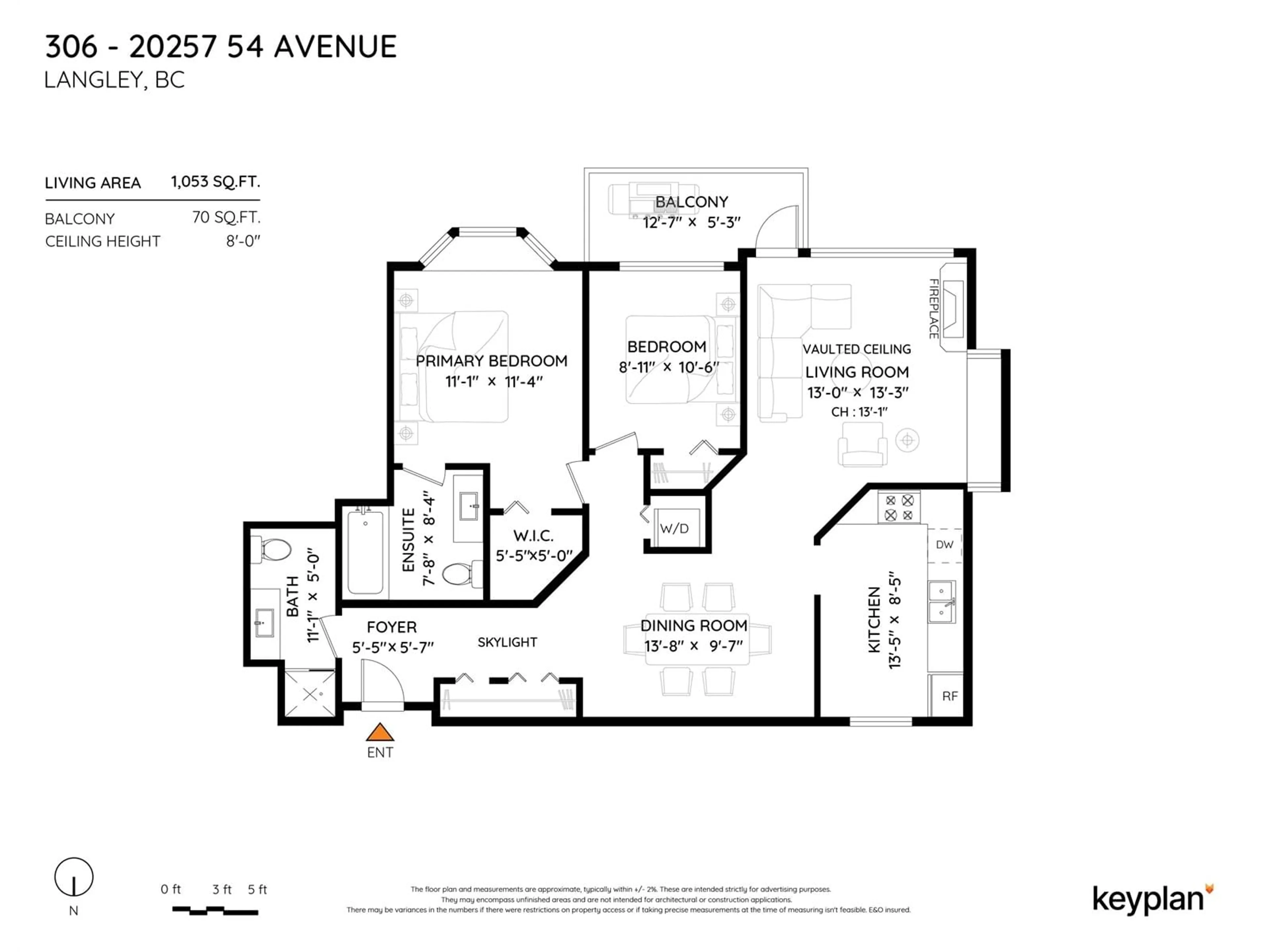 Floor plan for 306 - 20257 54, Langley British Columbia V3A3W2