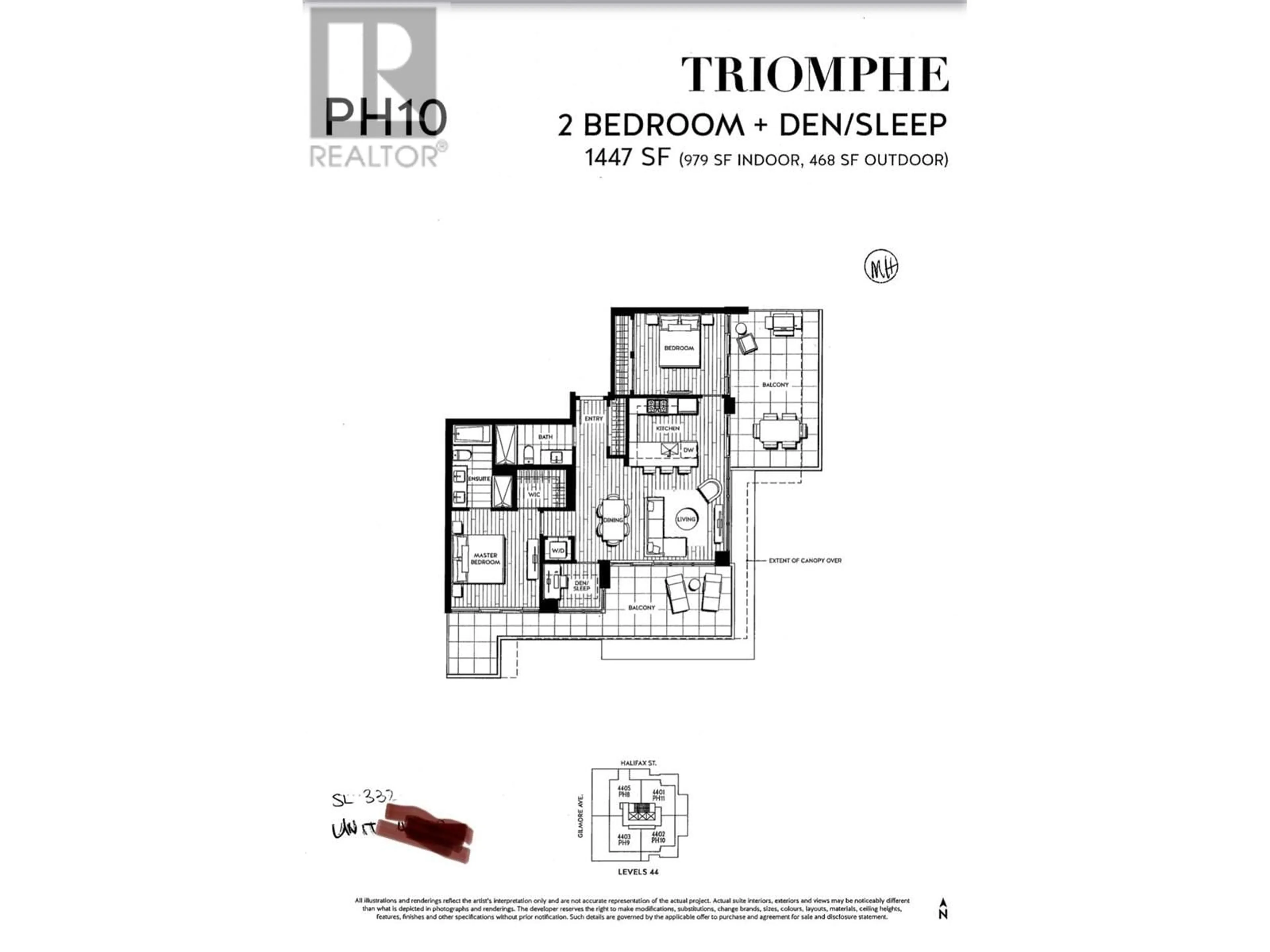 Floor plan for 4402 - 1888 GILMORE AVENUE, Burnaby British Columbia V5C0L2