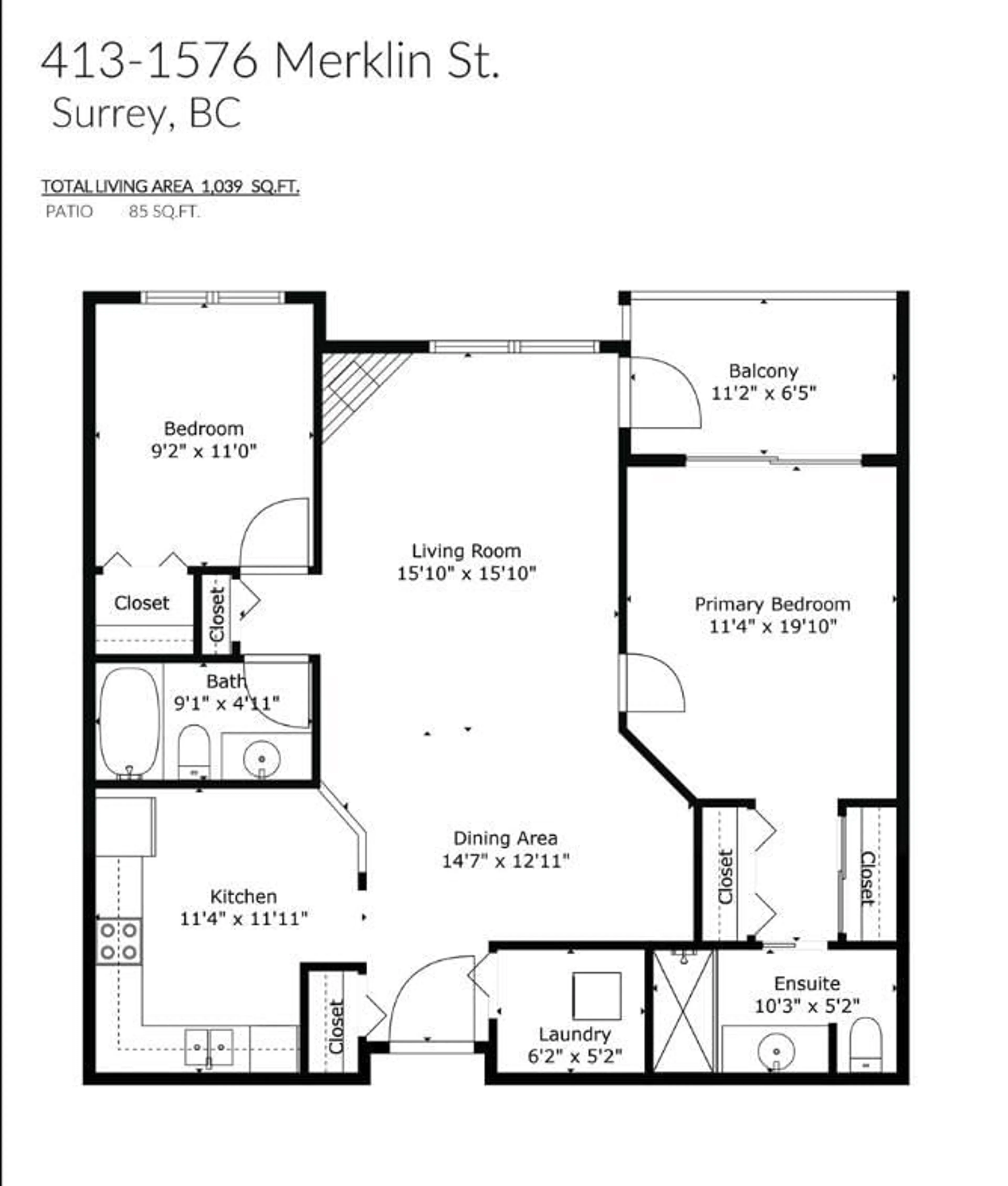 Floor plan for 413 - 1576 MERKLIN, White Rock British Columbia V4B5K2