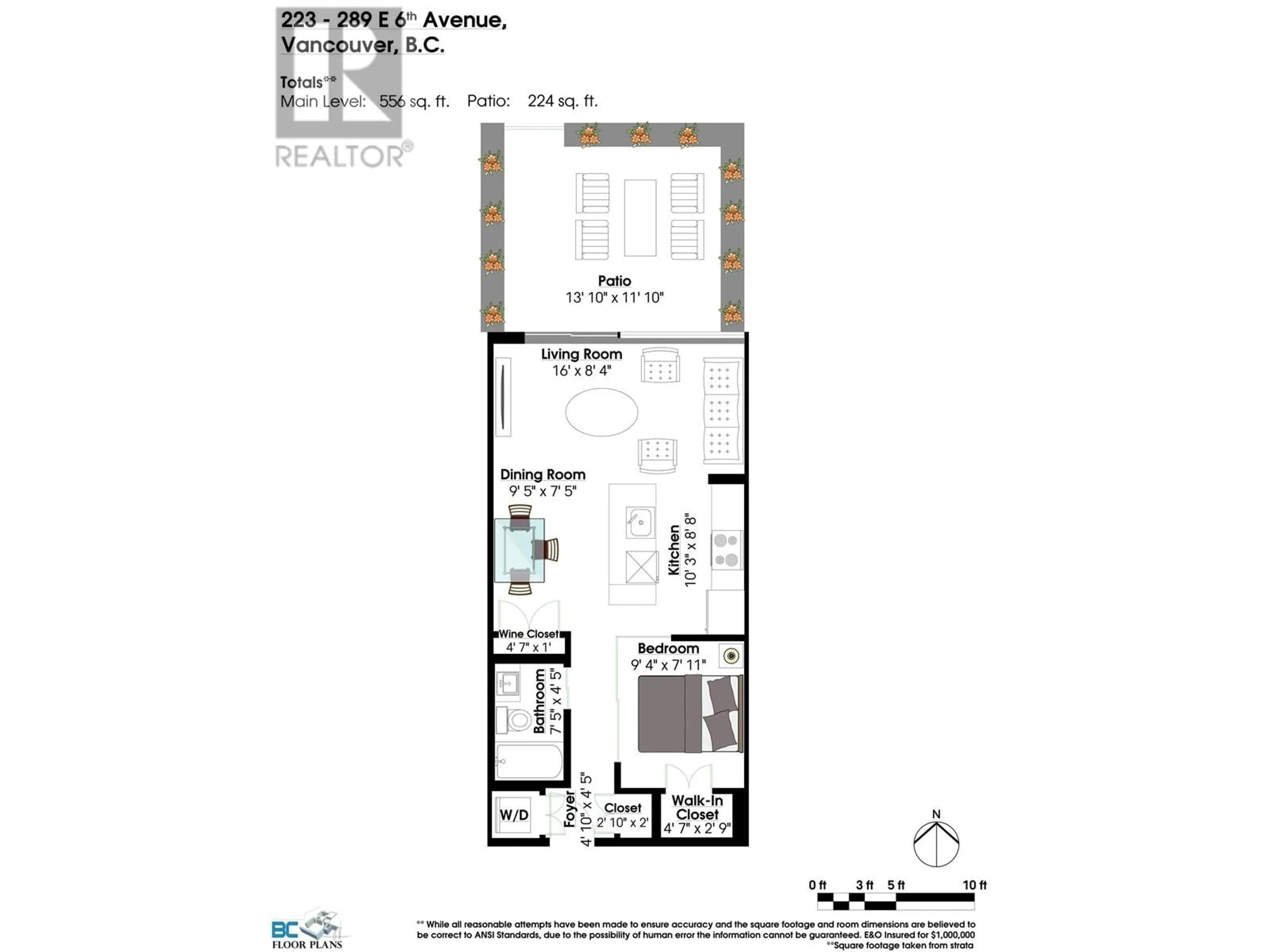 Floor plan for 223 - 289 6TH AVENUE, Vancouver British Columbia V5T0E9