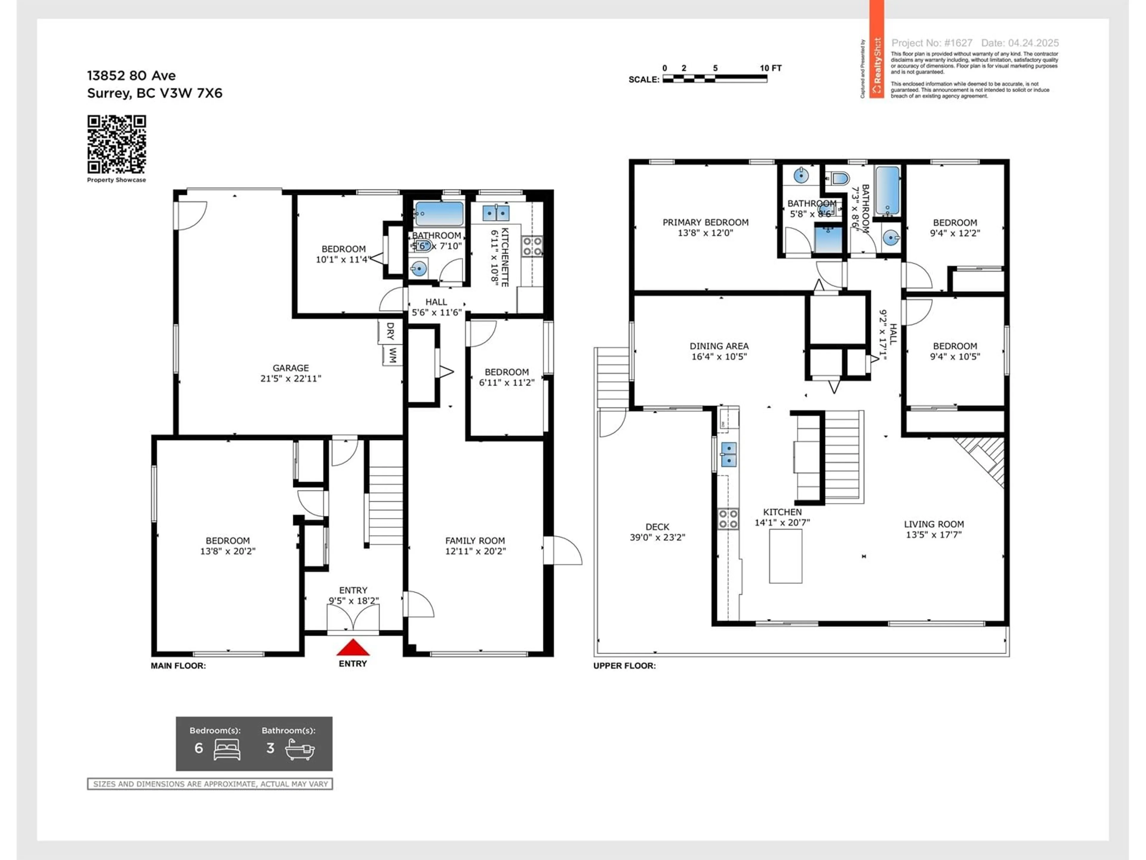 Floor plan for 13852 80, Surrey British Columbia V3W7X6