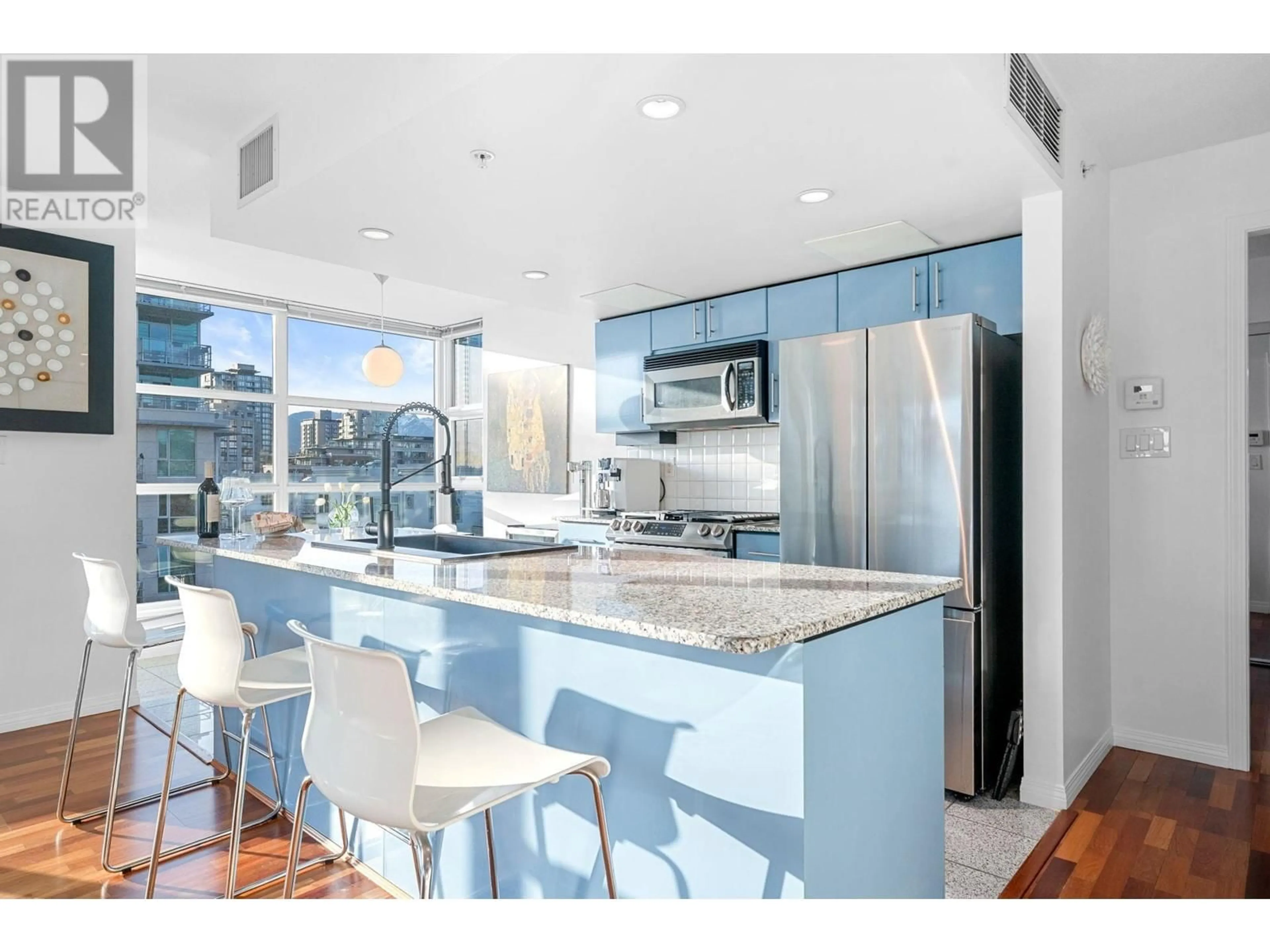 Open concept kitchen, ceramic/tile floor for 806 - 188 ESPLANADE AVENUE, North Vancouver British Columbia V7L4Y1