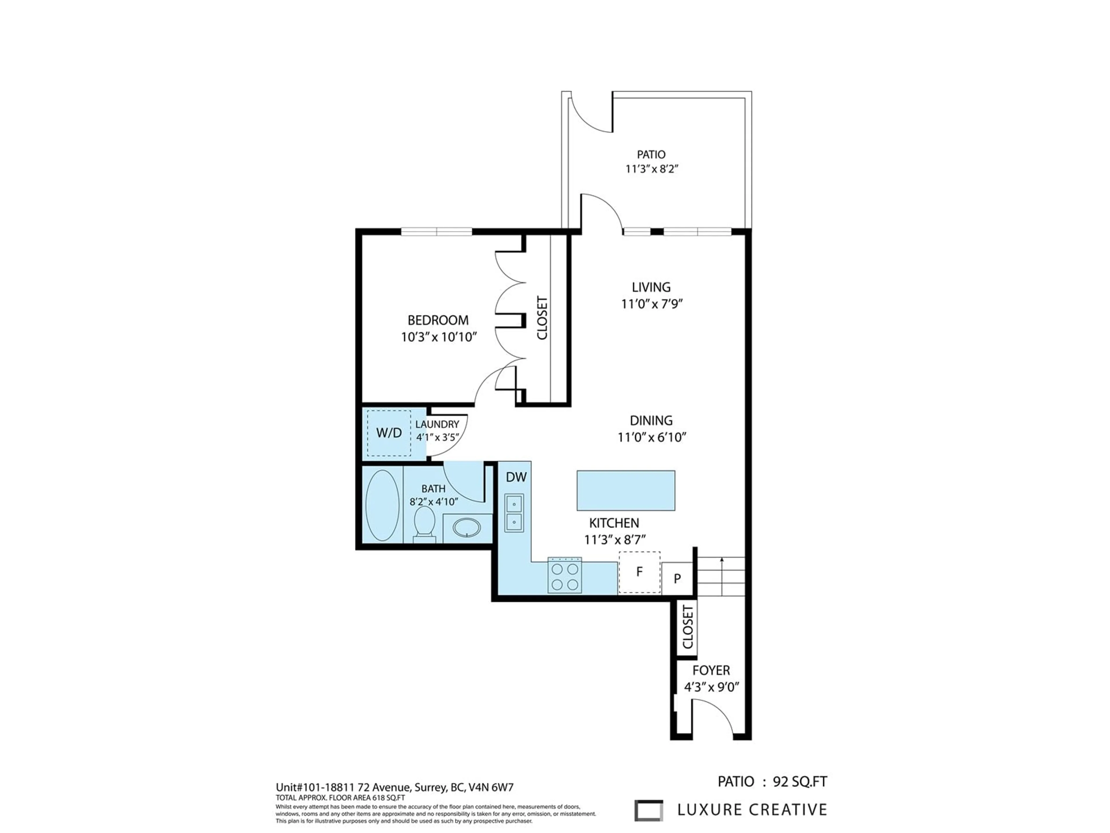 Floor plan for 101 - 18811 72, Surrey British Columbia V4N6W7