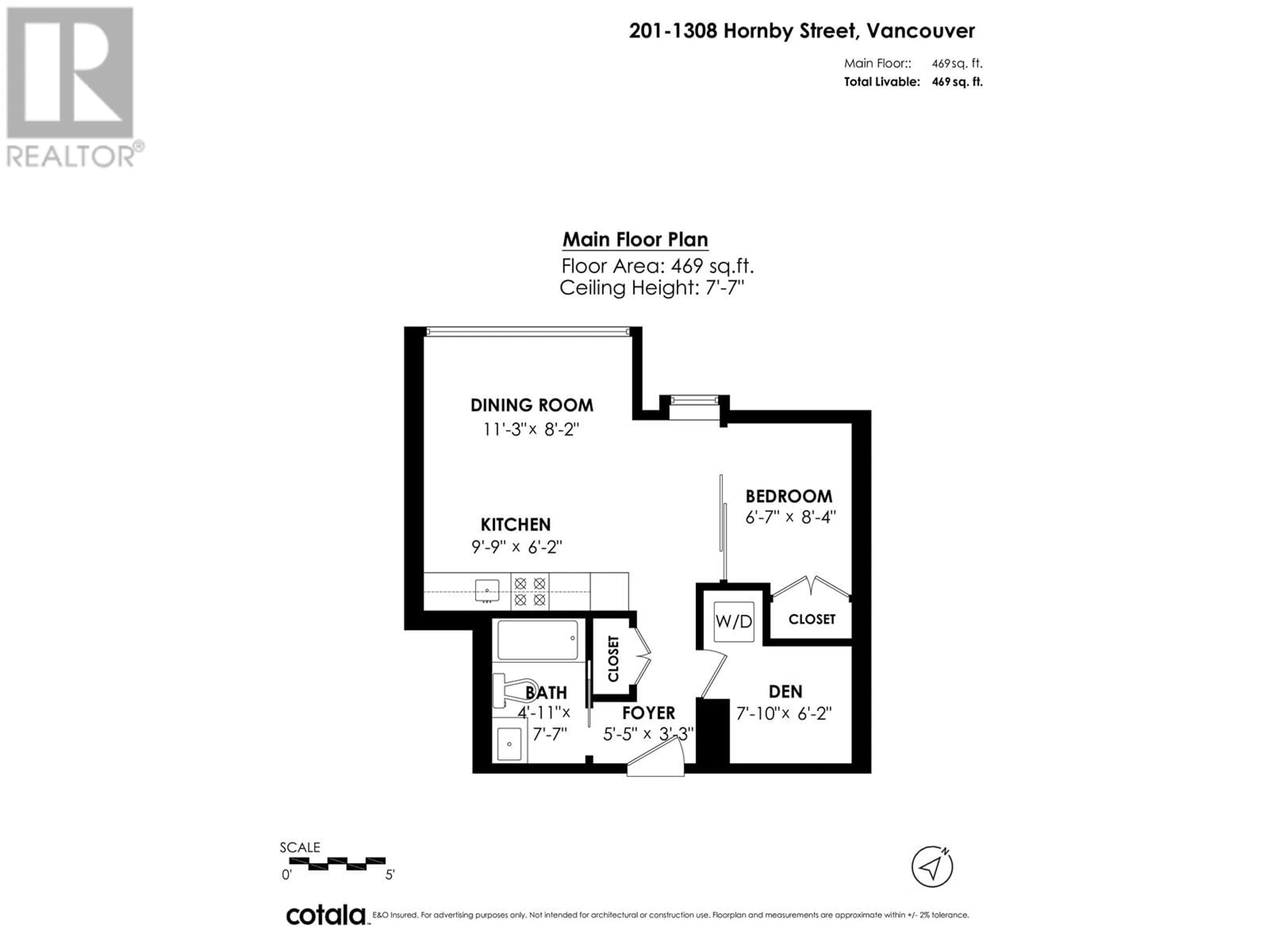 Floor plan for 201 - 1308 HORNBY STREET, Vancouver British Columbia V6Z0C5