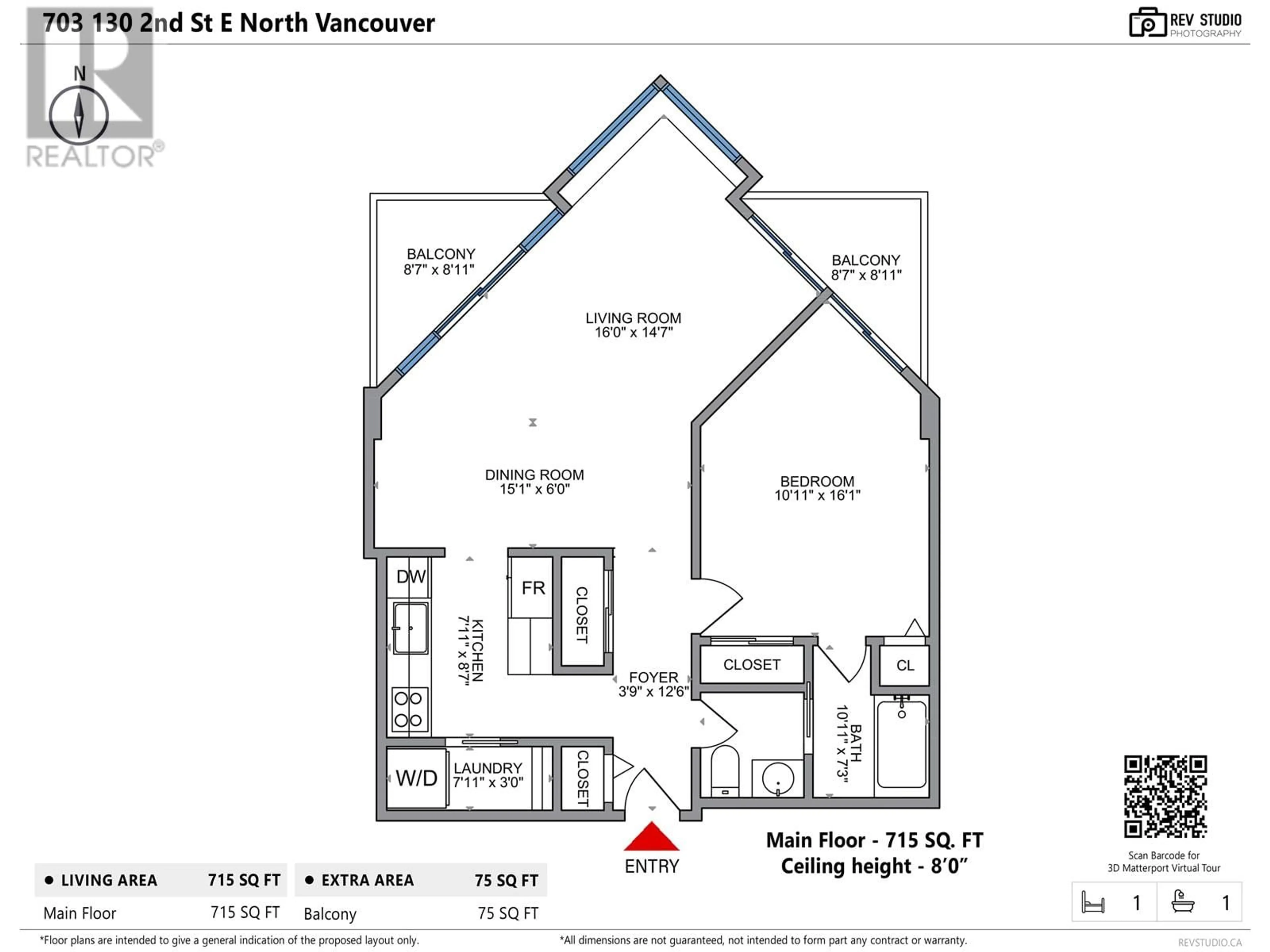 Floor plan for 703 - 130 2ND STREET, North Vancouver British Columbia V7L1C3