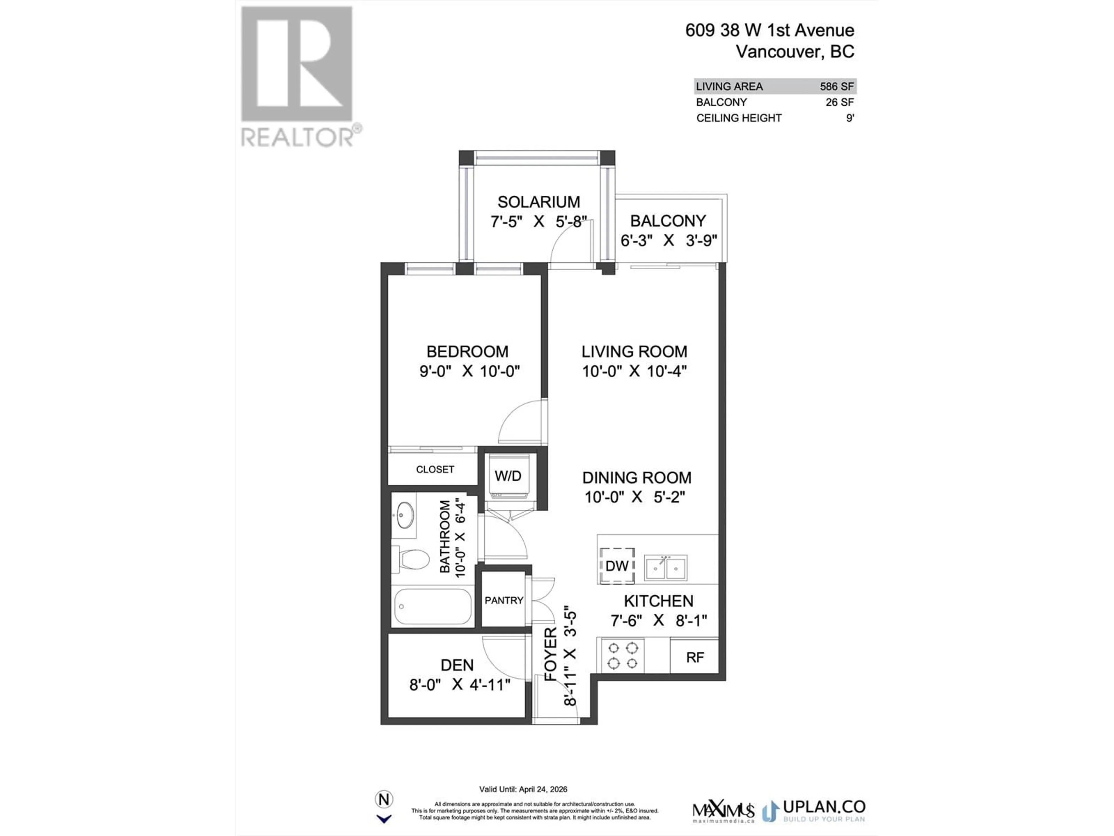 Floor plan for 609 - 38 1ST AVENUE, Vancouver British Columbia V5Y0K3