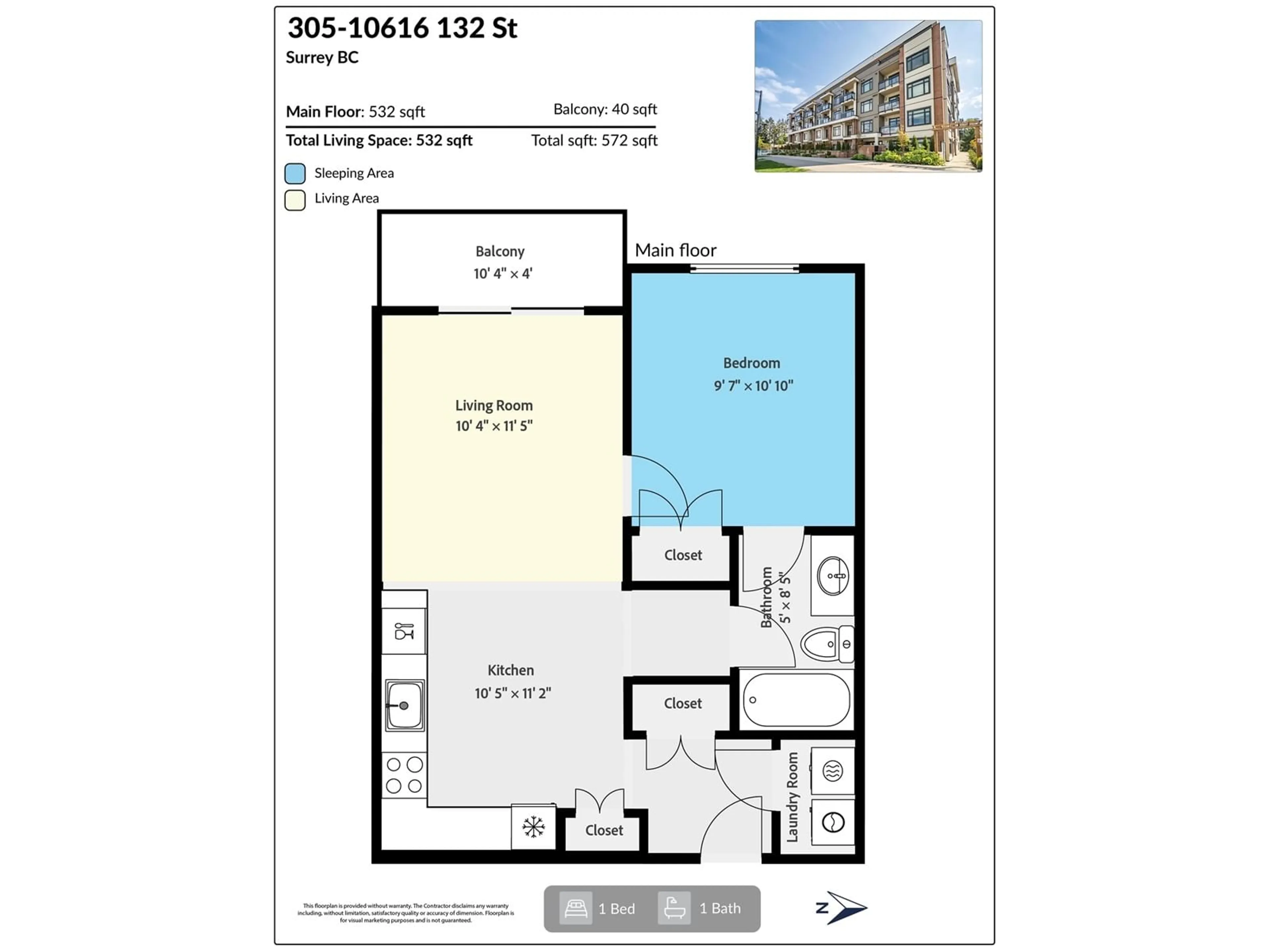 Floor plan for 305 - 10616 132, Surrey British Columbia V3T3V8