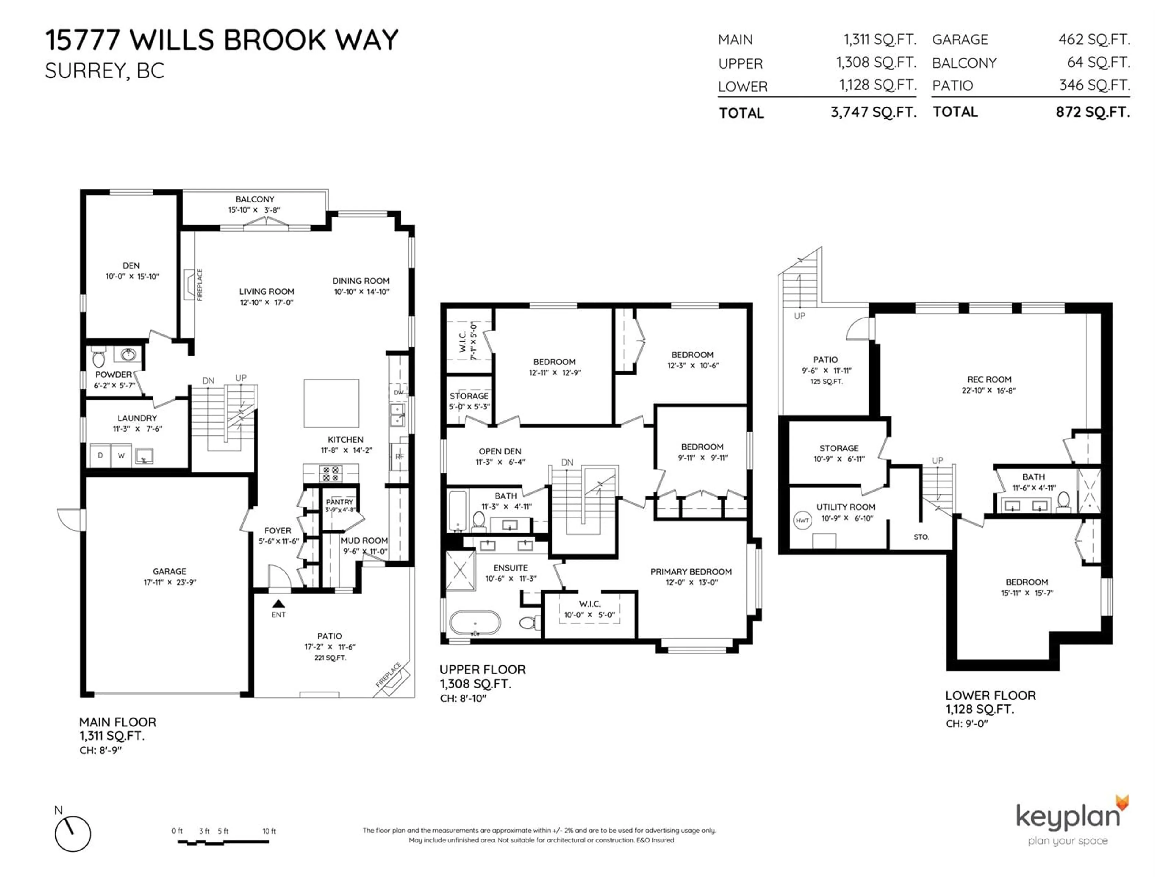 Floor plan for 15777 WILLS BROOK, Surrey British Columbia V3Z0N8