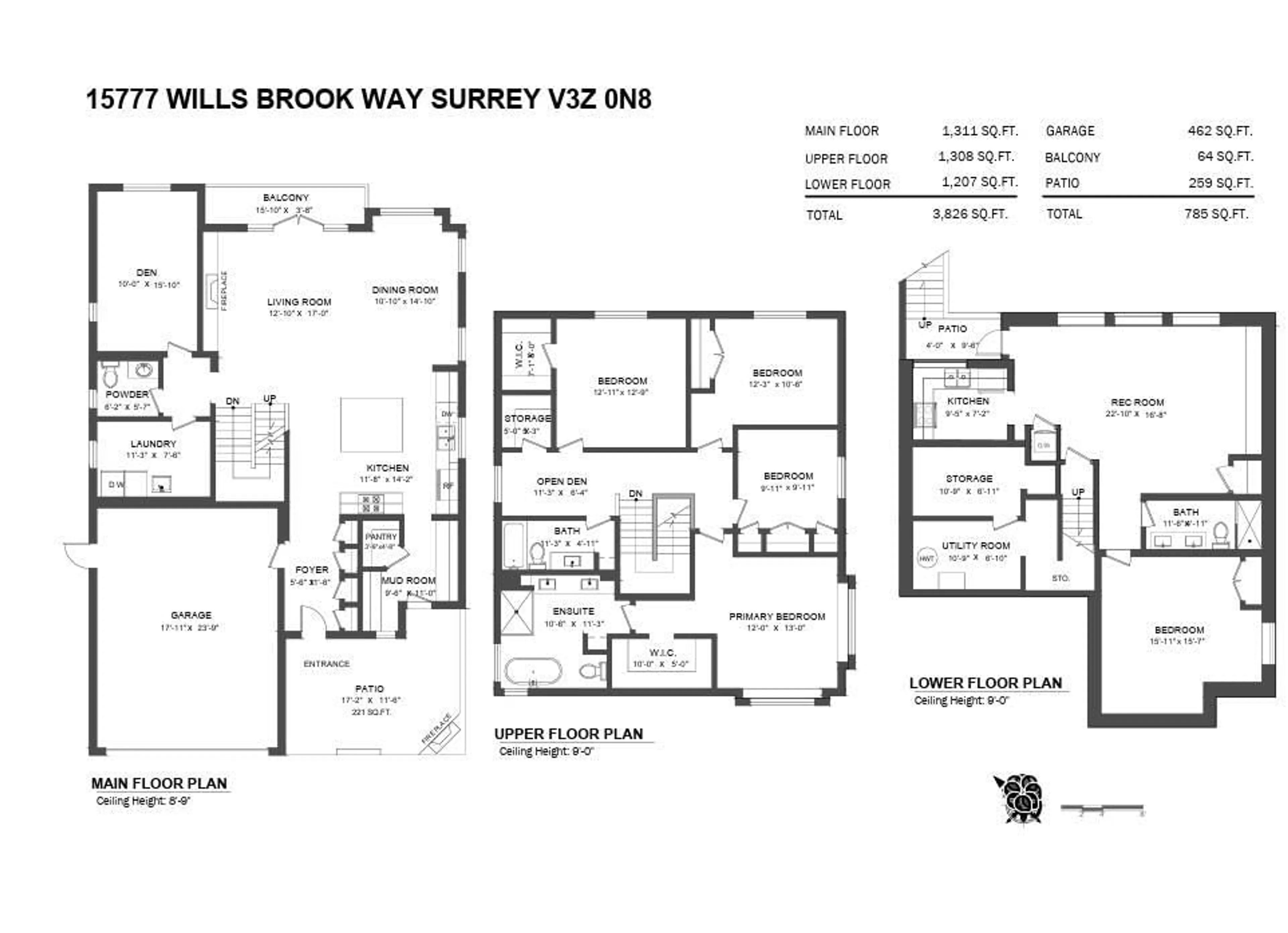 Floor plan for 15777 WILLS BROOK, Surrey British Columbia V3Z0N8