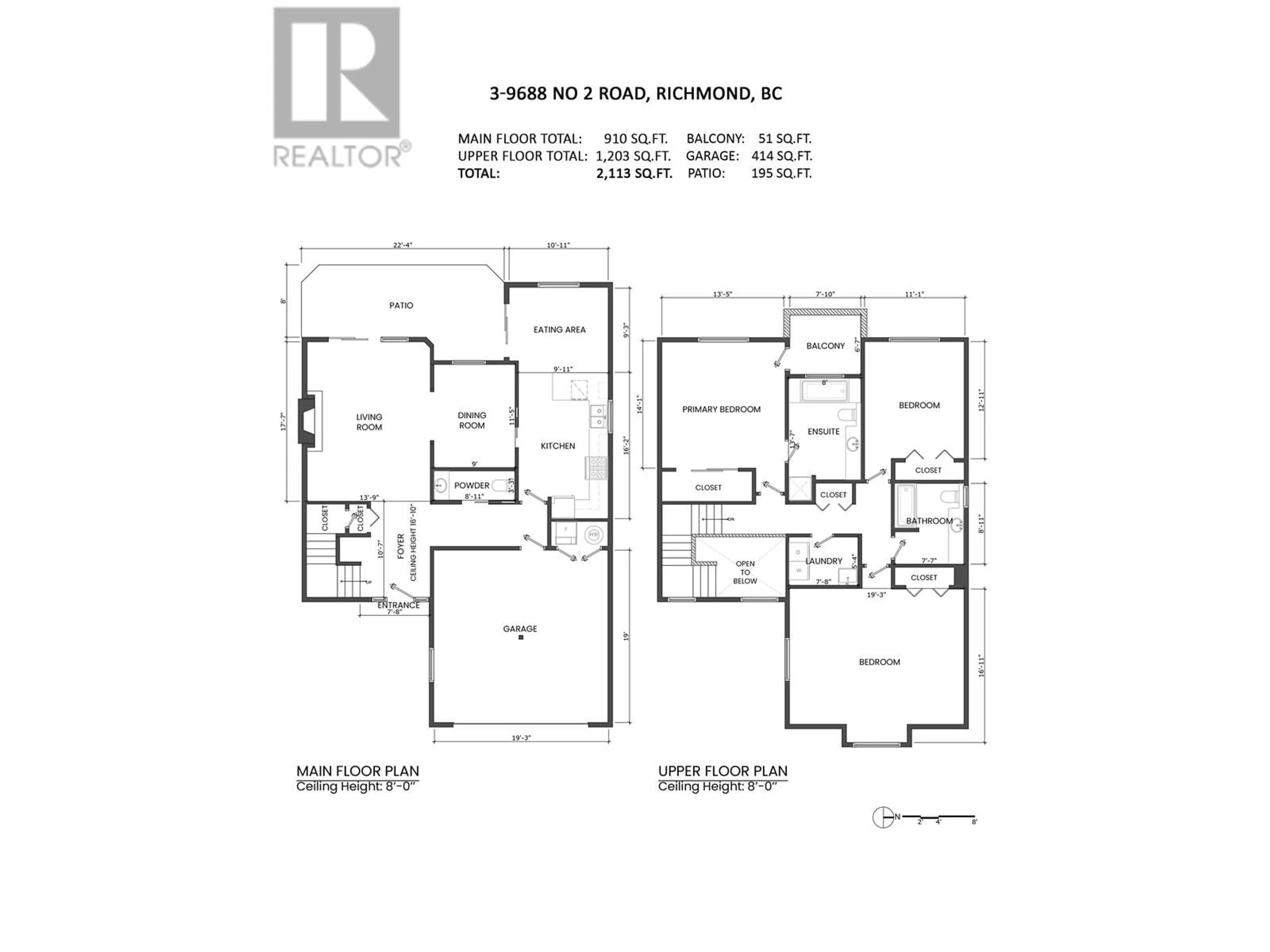 Floor plan for 3 - 9688 NO. 2 ROAD, Richmond British Columbia V7E2E1