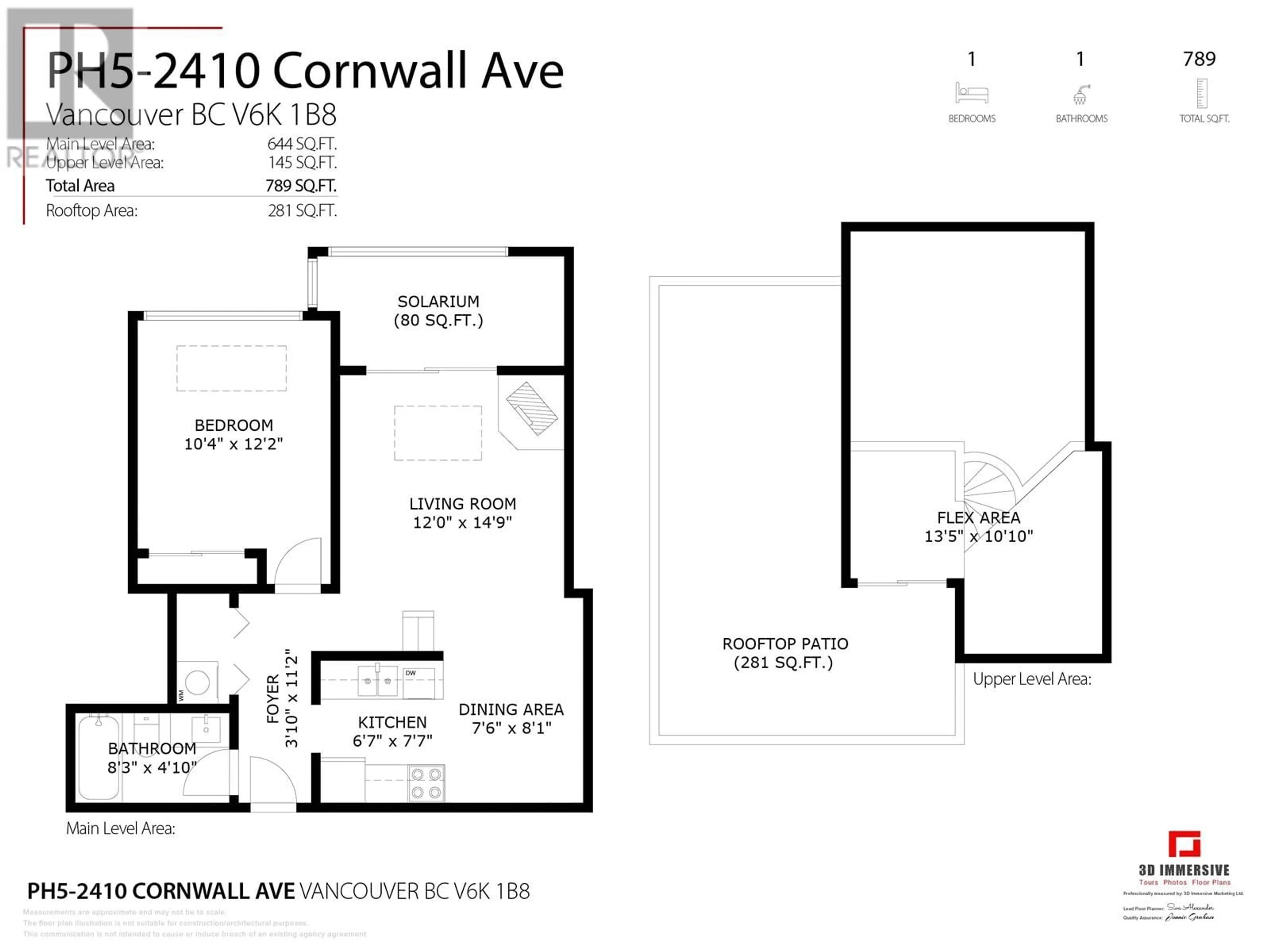 Floor plan for PH5 - 2410 CORNWALL AVENUE, Vancouver British Columbia V6K1B8