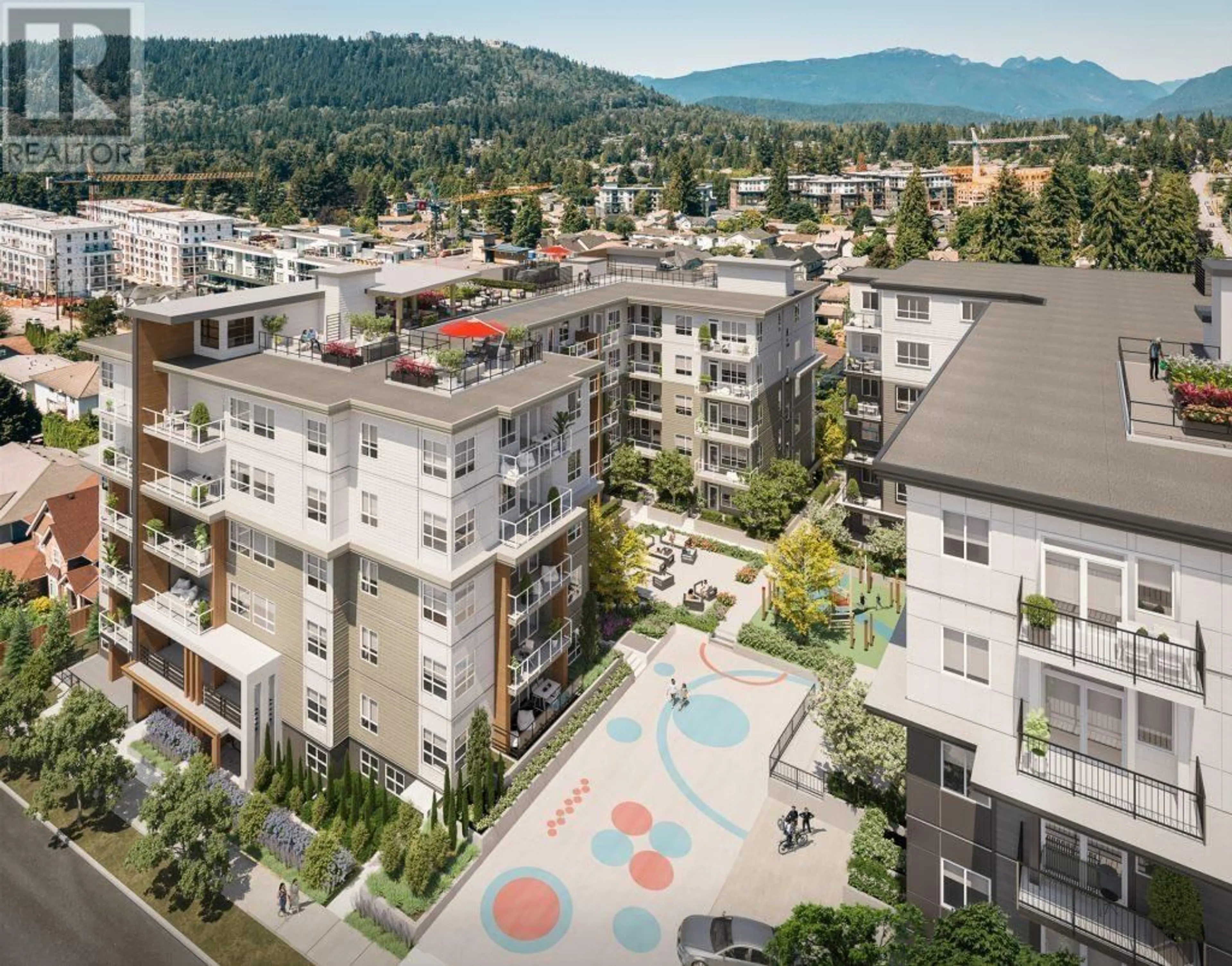 A pic from outside/outdoor area/front of a property/back of a property/a pic from drone, mountain view for 201 - 723 GROVER AVENUE, Coquitlam British Columbia V3J4G2